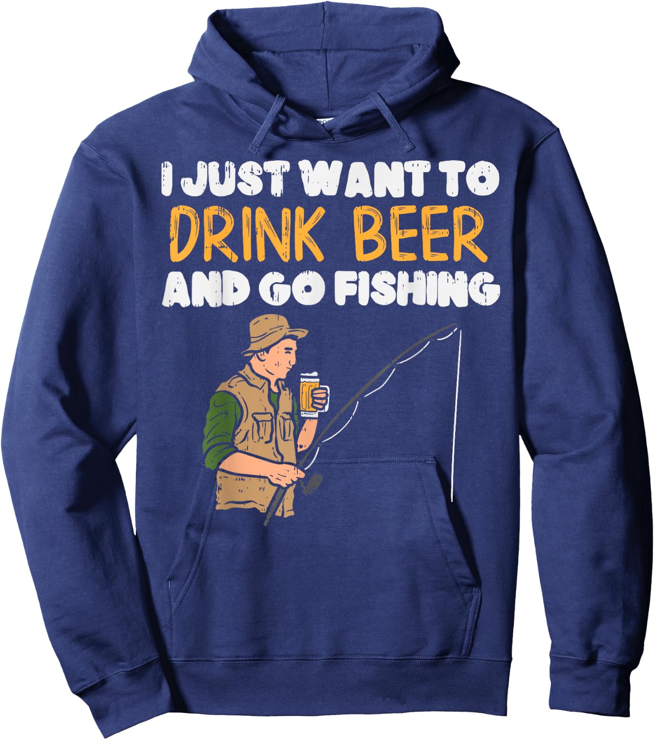 Drink Beer Go Fishing Funny Drinking Fisherman Angler Gift Hoodie - Hoodie | Navy