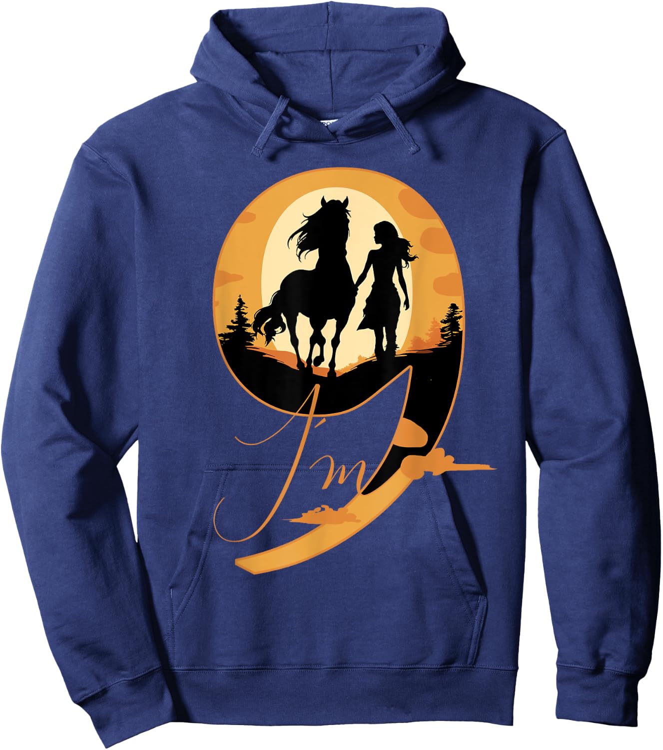 9th Birthday Horse 9 Years Girls Horses Rider Hoodie - Hoodie | Navy