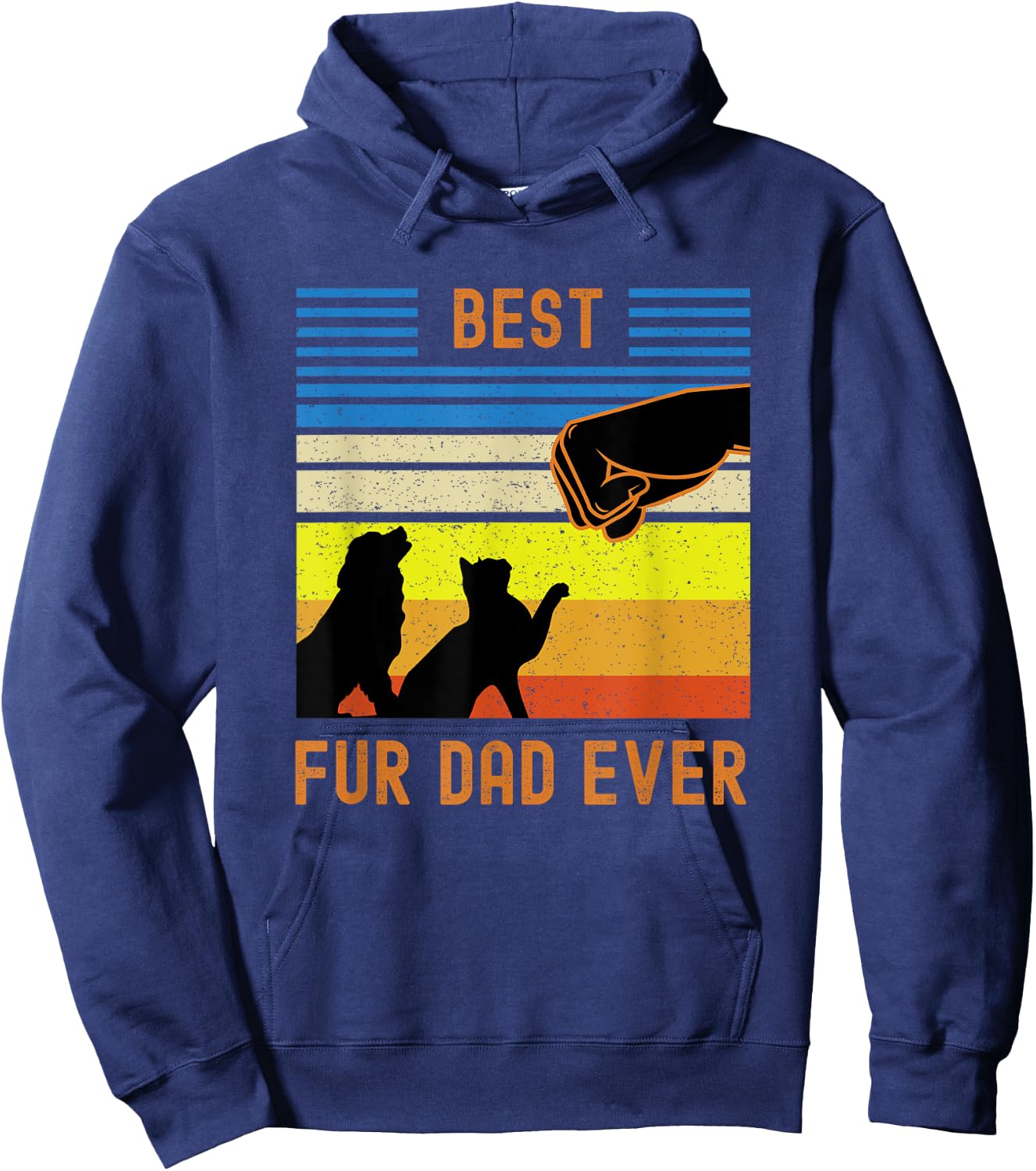 Funny Best Fur Dad Ever Vintage Retro Dog and Cat Owner Women Girls Kids Hoodie - Hoodie | Navy