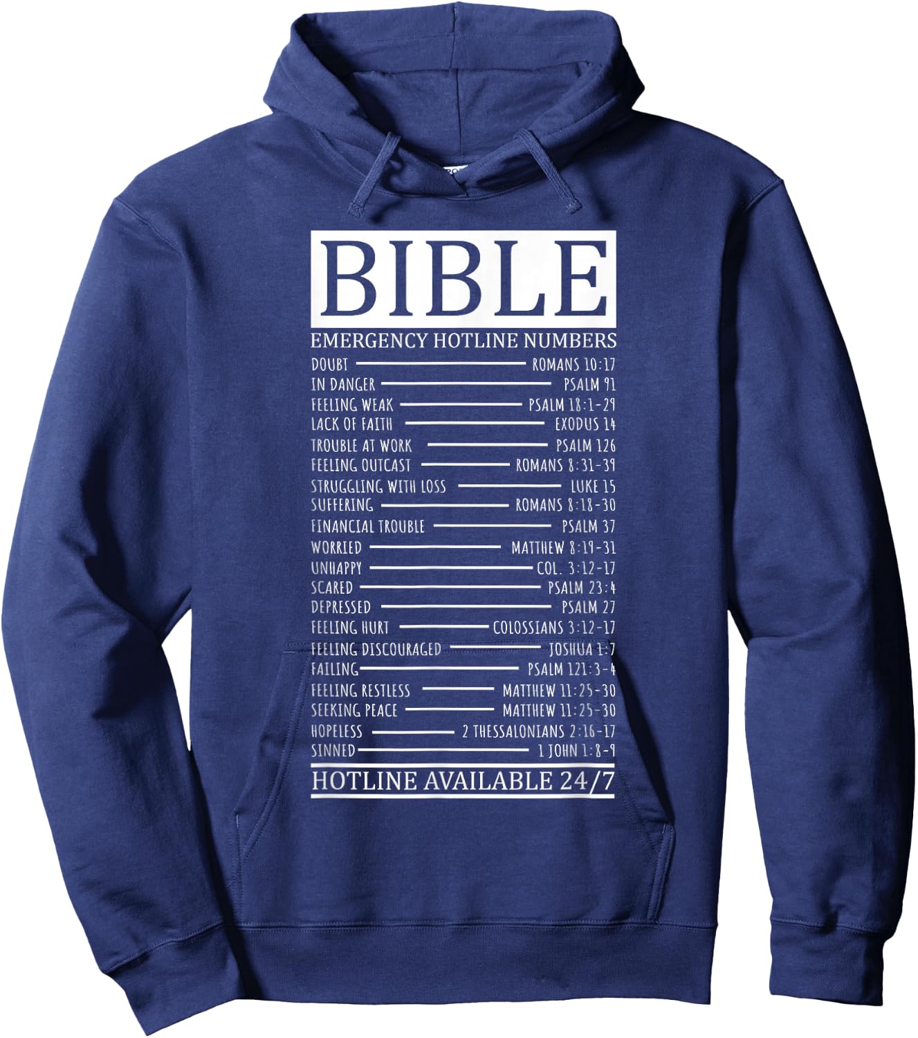 Bible Emergency Hotline Numbers | Christian Hoodie - Hoodie | Navy