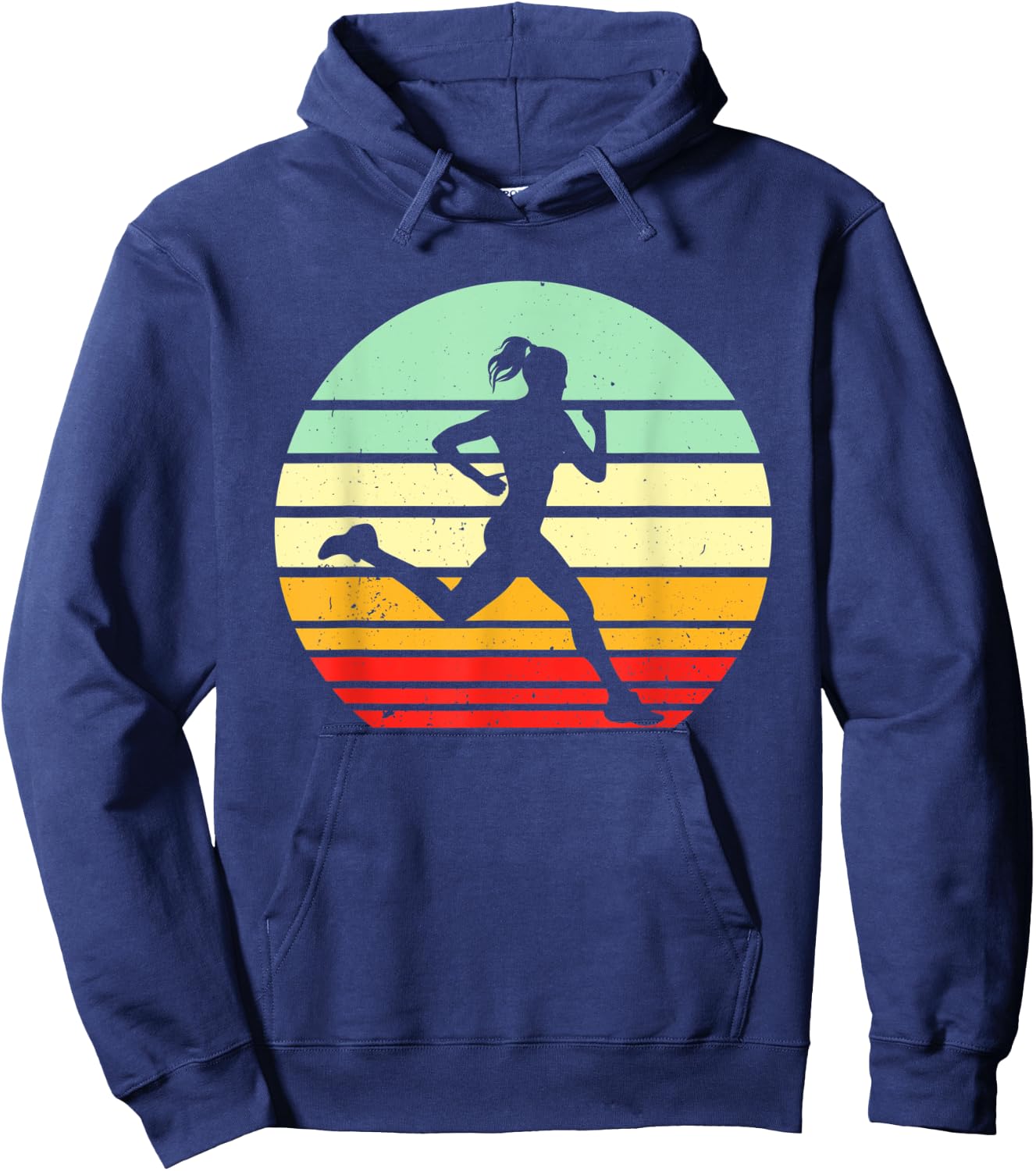 Vintage Running Marathon Jogging Run 80s Retro Runner Hoodie - Hoodie | Navy