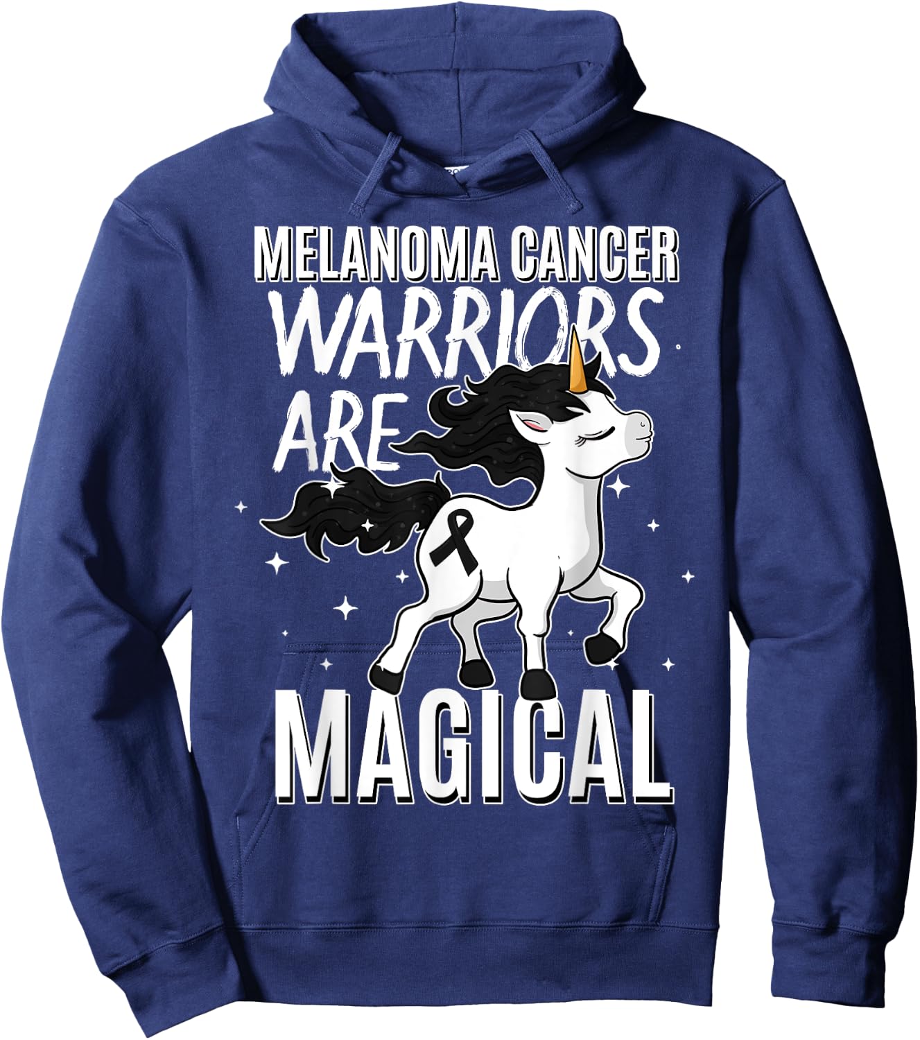 Melanoma Cancer Magical Unicorn Black Ribbon Dermatologist Hoodie - Hoodie | Navy