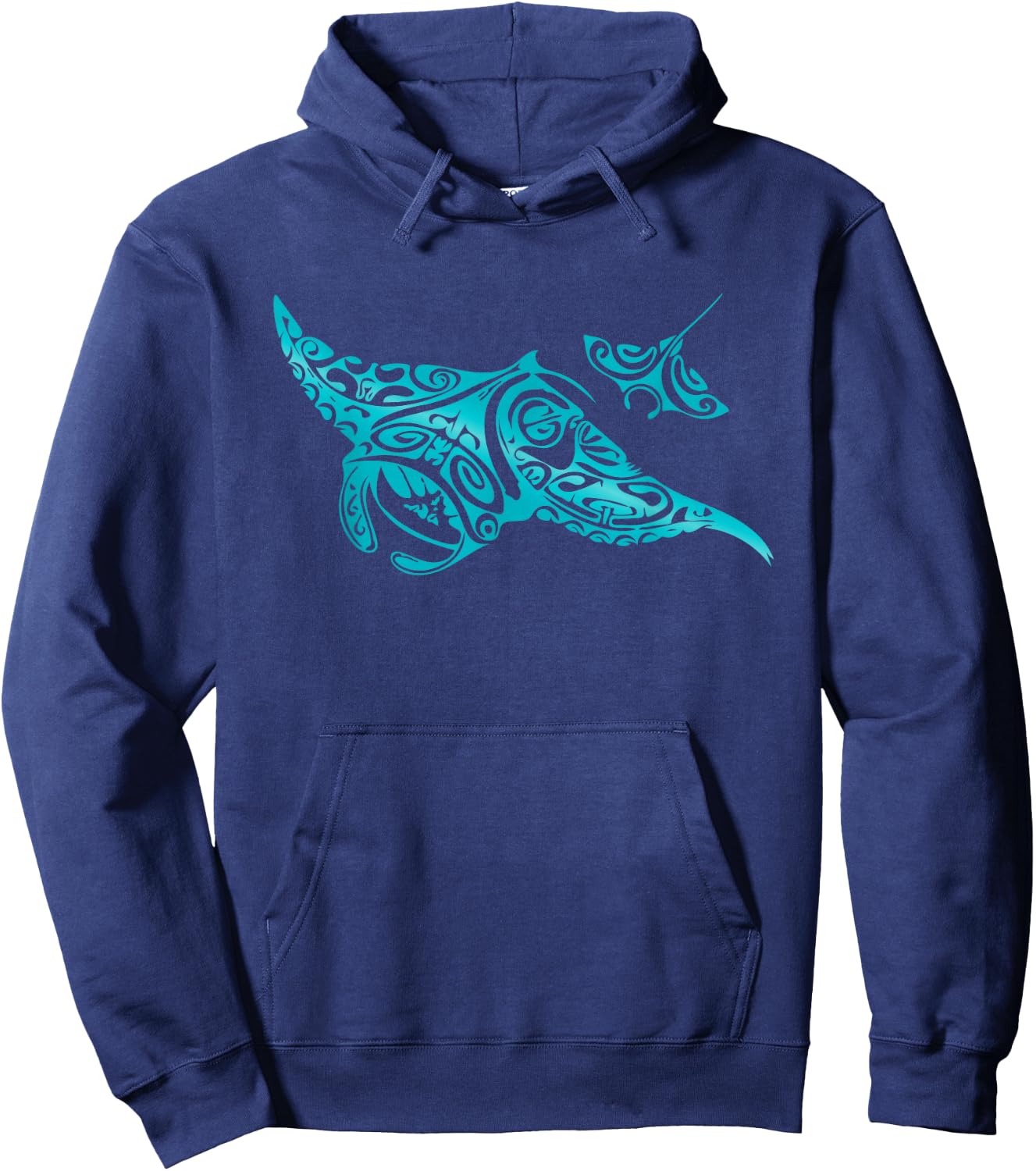 Hawaii Tribal Manta Ray Hawaiian Shirt Shark Lover Hoodie - Hoodie | Navy
