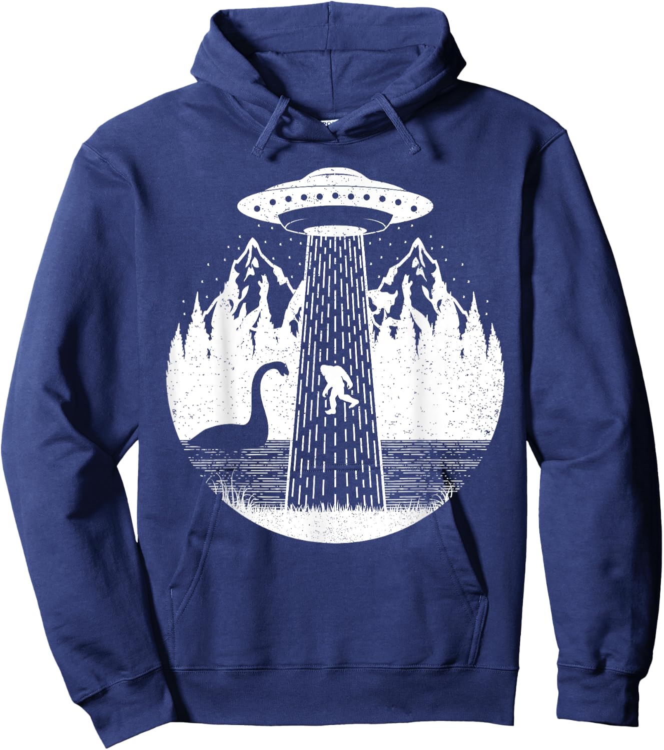 Bigfoot Ufo Abduction Funny Sasquatch Loch Ness Monster Hoodie - Hoodie | Navy
