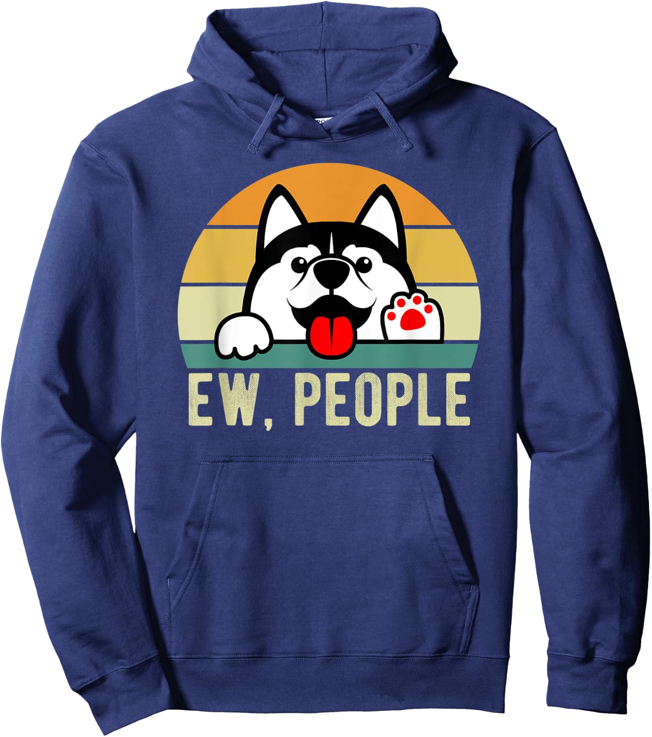 Ew People Dog Retro Vintage Anti Social Introvert Women Kids Hoodie - Hoodie | Navy