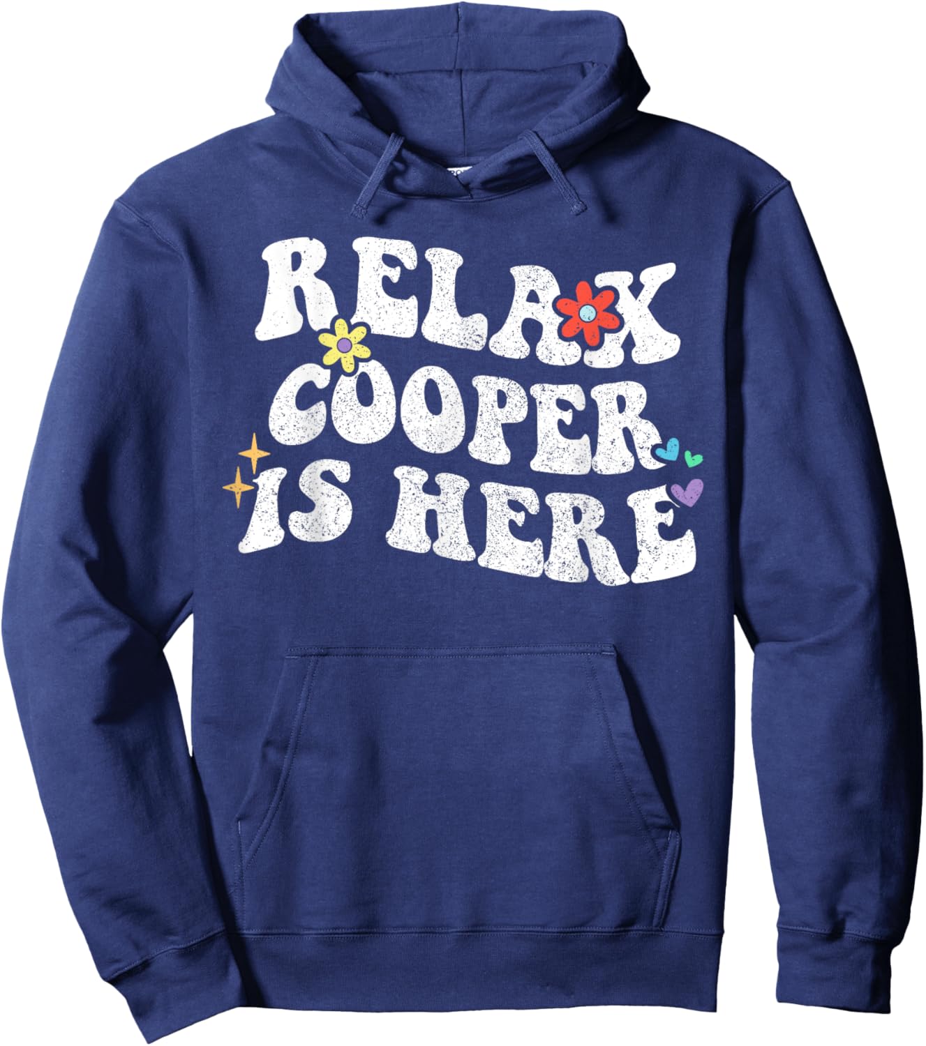 Personalized First Name outfit Retro Groovy Relax COOPER Is Here Funny Mother's Day Name Hoodie - Hoodie | Navy