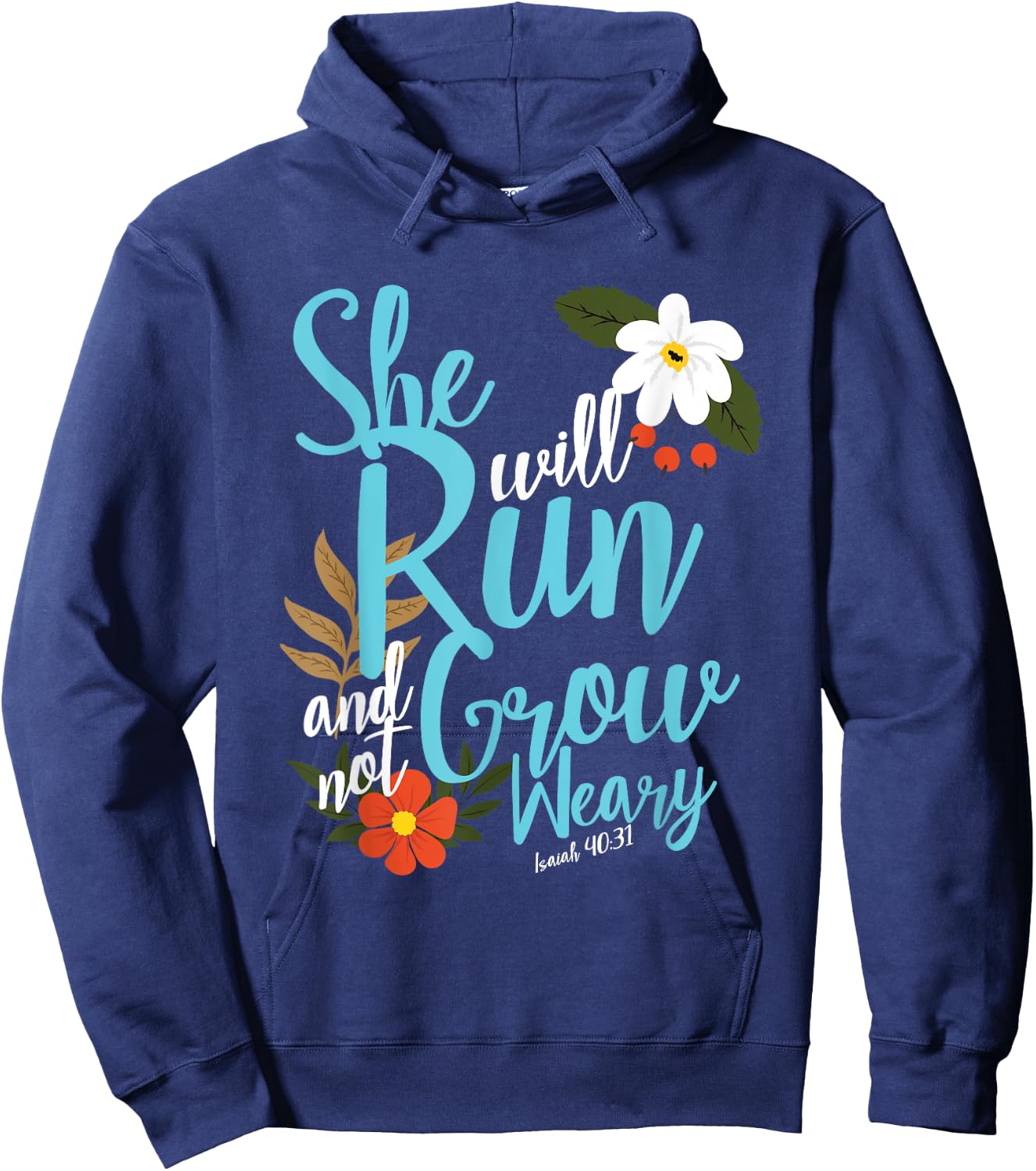 Religious Women Girls That They Run Verse Isaiah 40:31 Hoodie - Hoodie | Navy