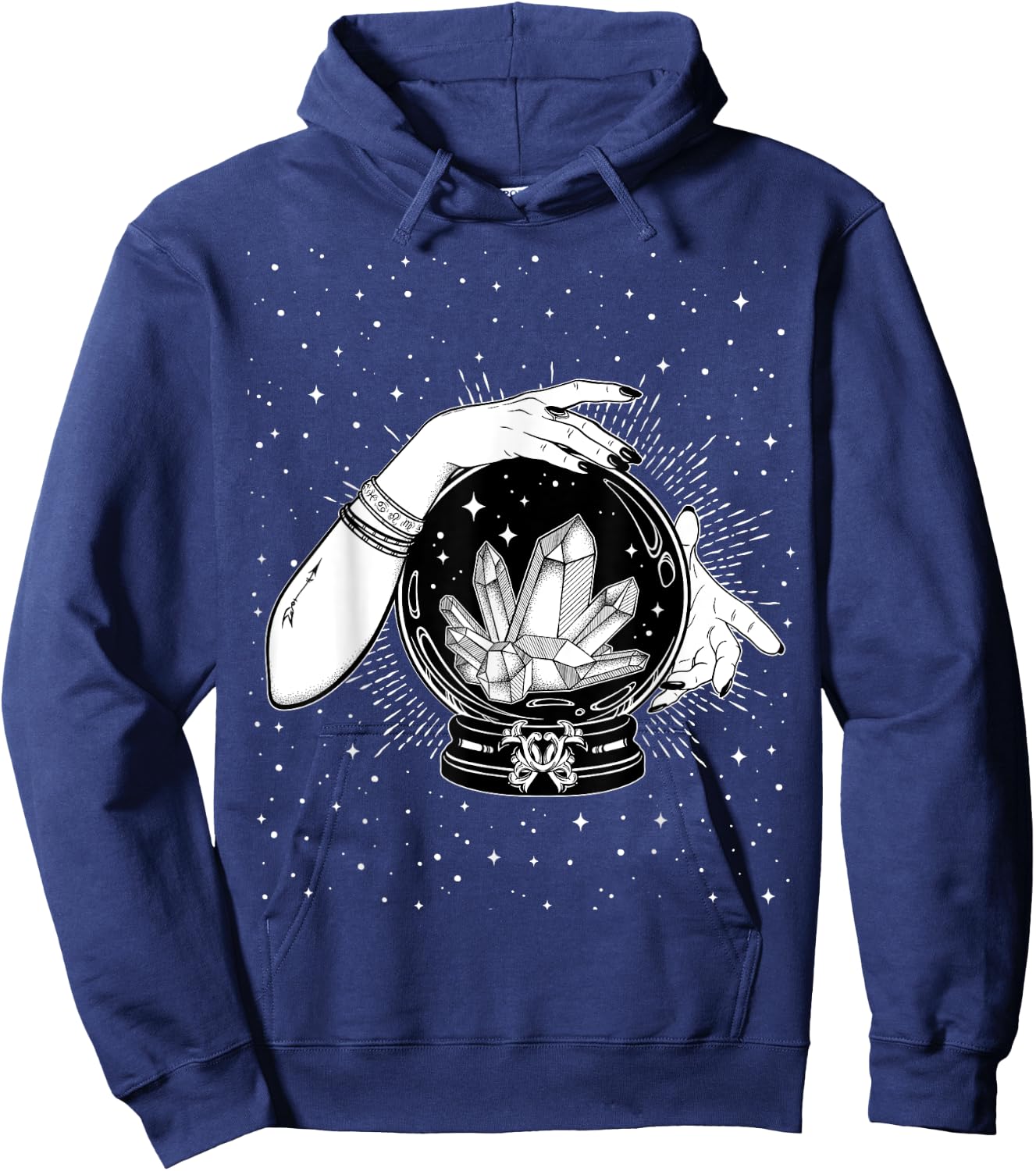 Vintage Witchy Mystic Crystal Ball Fortune Teller Crystals Hoodie - Hoodie | Navy