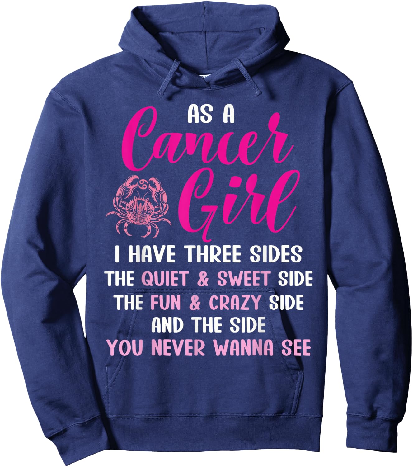 Cancer Girl Zodiac Sign Horoscope Astrology Three Sides Hoodie - Hoodie | Navy