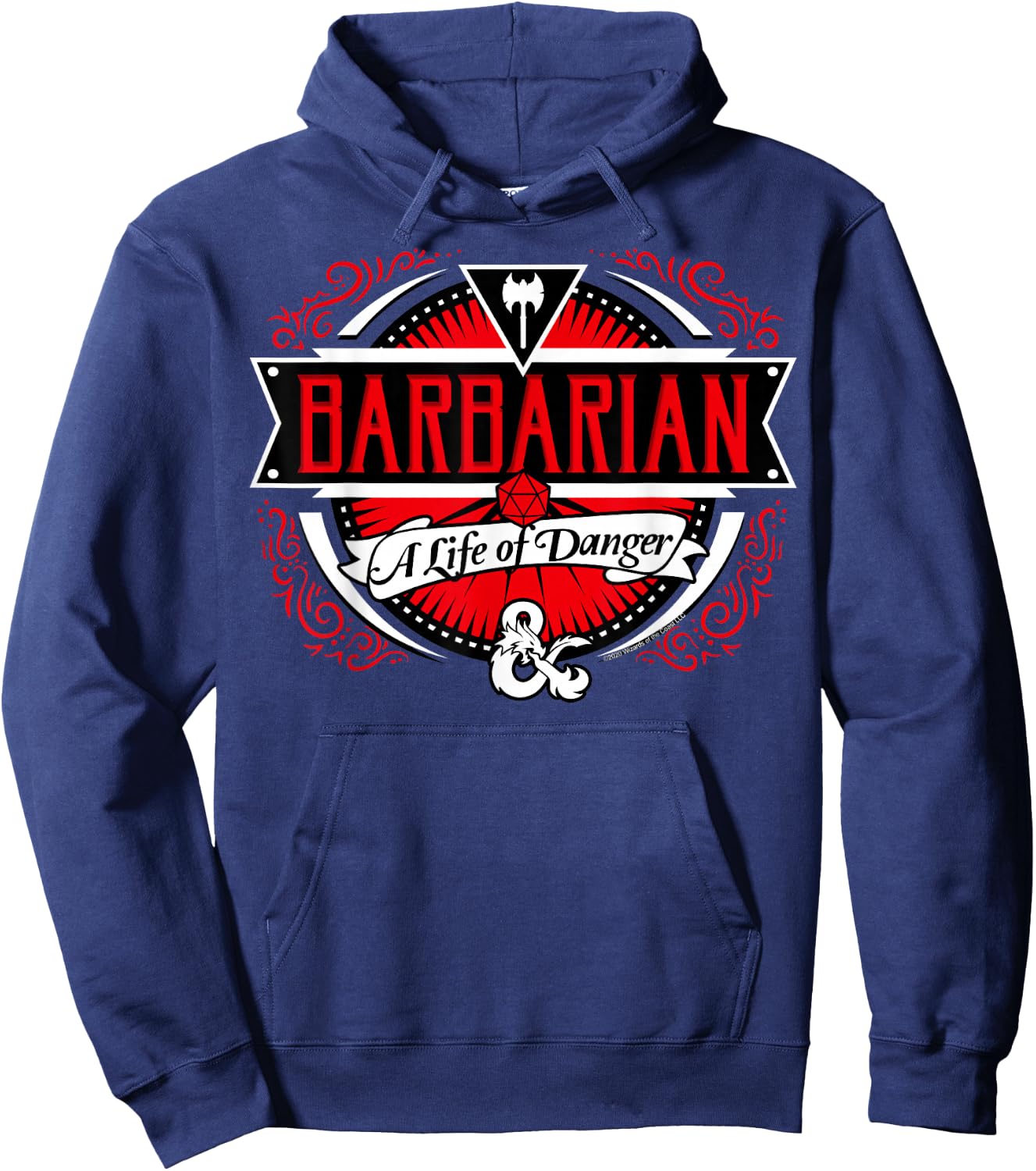 Dungeons & Dragons Barbarian A Life Of Danger Logo Hoodie - Hoodie | Navy