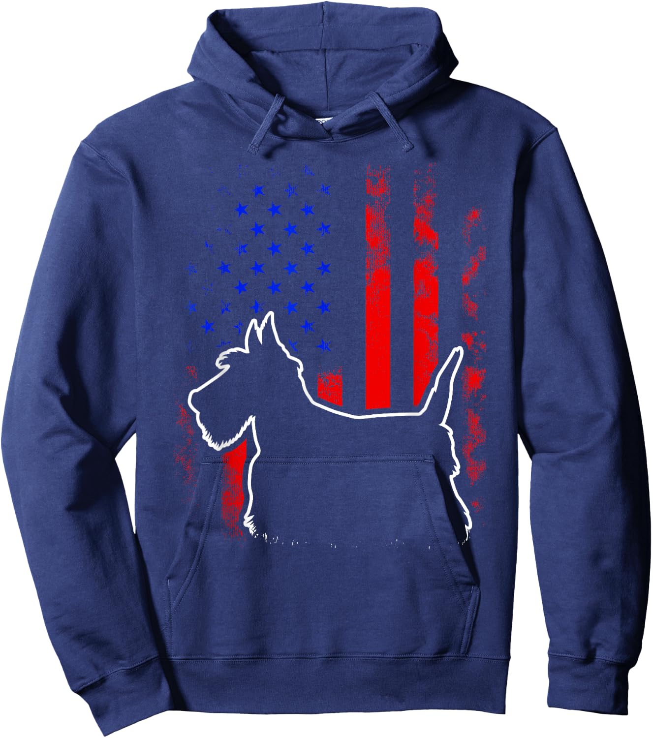 Scottish Terrier Scottie American Flag 4th Of July Dog Hoodie - Hoodie | Navy