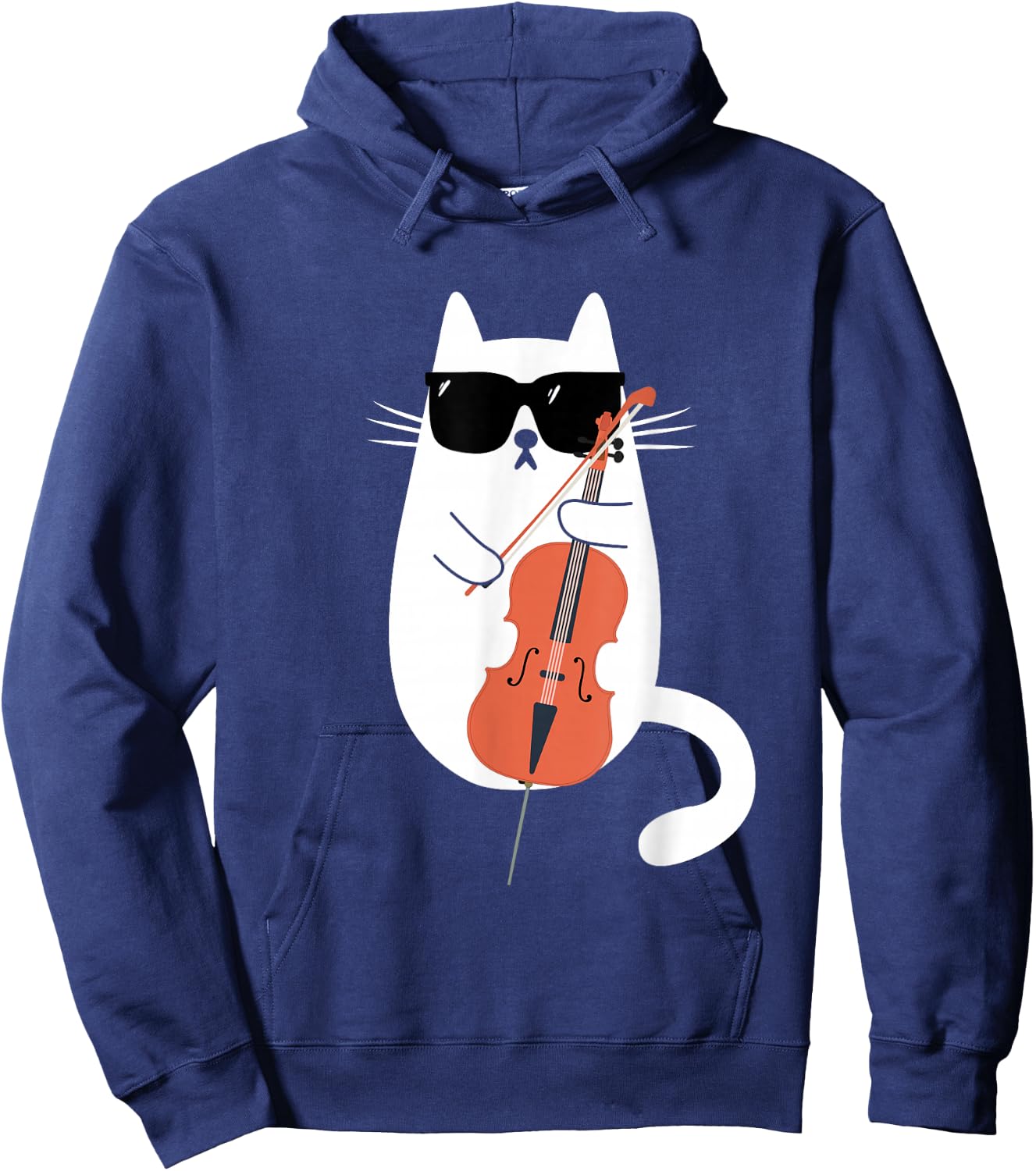 Funny Cat Wearing Sunglasses Playing Cello Cellist Musician Hoodie - Hoodie | Navy