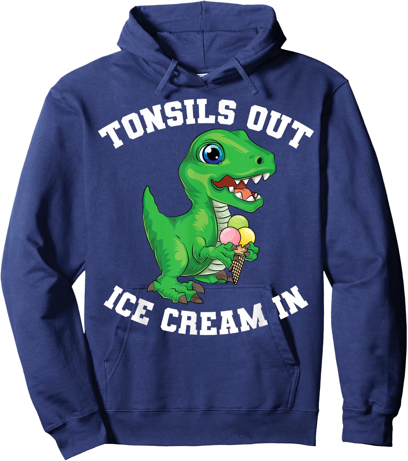 Get Well Gifts Kids Tonsils Dinosaur Tonsillectomy Surgery Hoodie - Hoodie | Navy