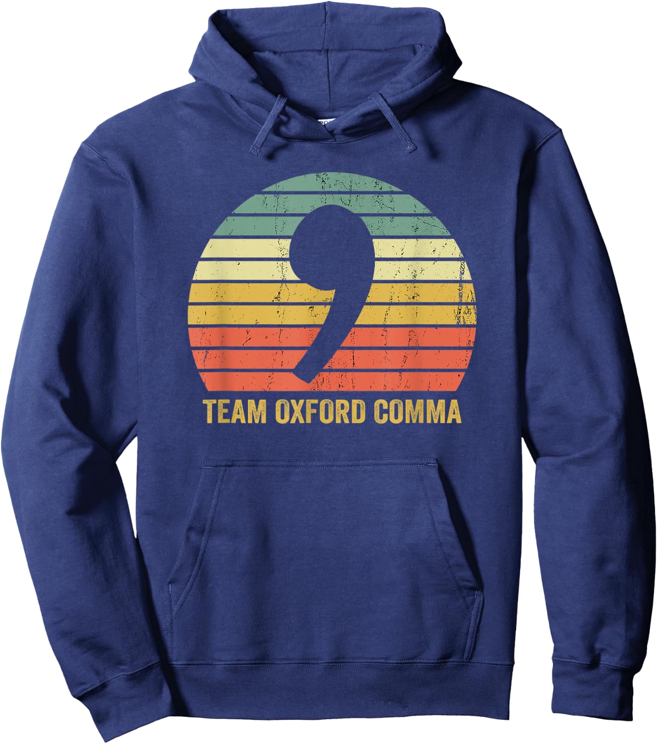 Vintage Team Oxford Comma Grammar Police English Nerd Gift Hoodie - Hoodie | Navy