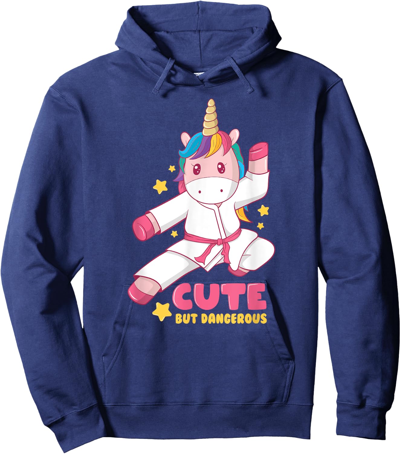 Cute But Dangerous Funny Girls Karate Unicorn Love Hoodie - Hoodie | Navy