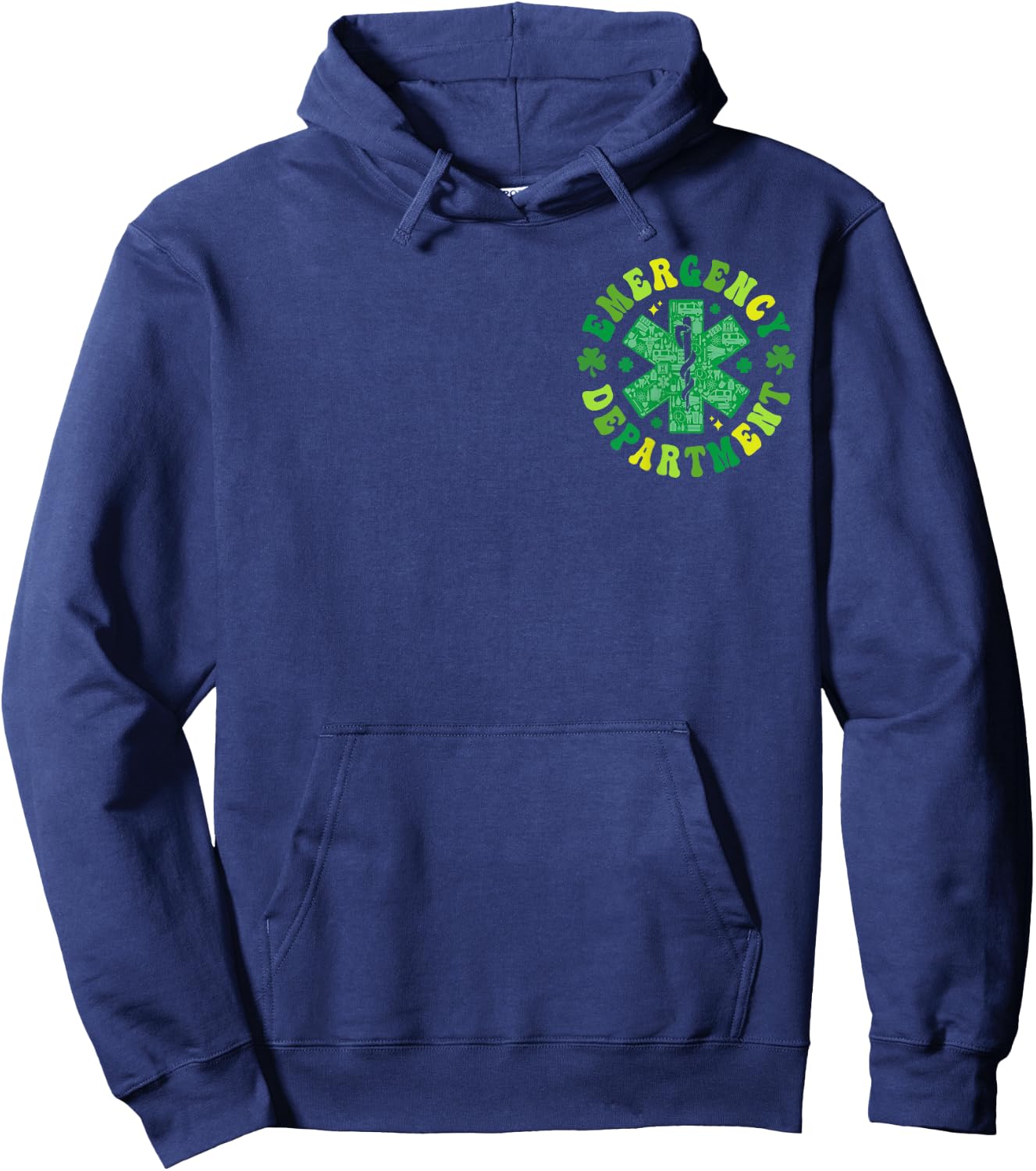 Emergency Department St Paddy's Day Outfits Adults Black Short Sleeve Small Regular Themed Hoodie - Hoodie | Navy