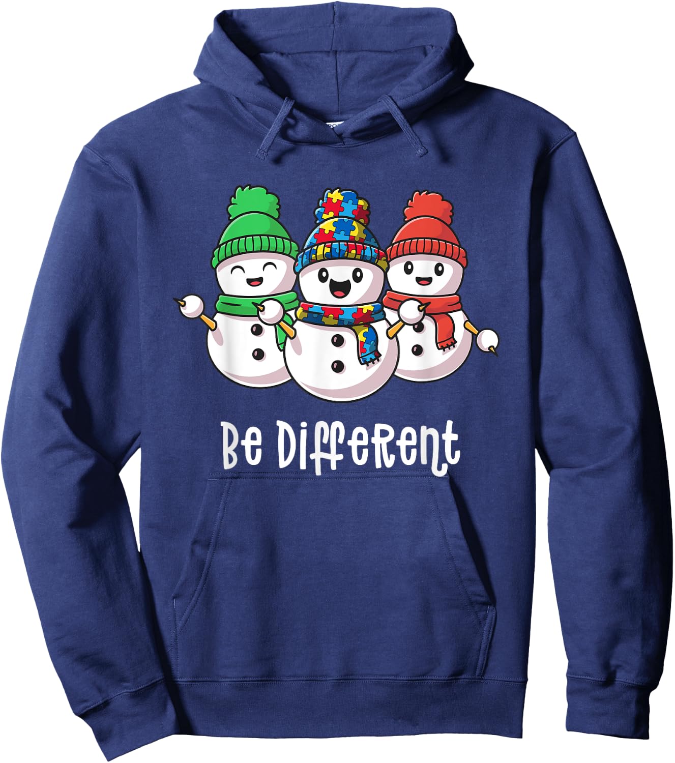 Be Different Snowman Xmas Christmas Autism Awareness Shirt Hoodie - Hoodie | Navy