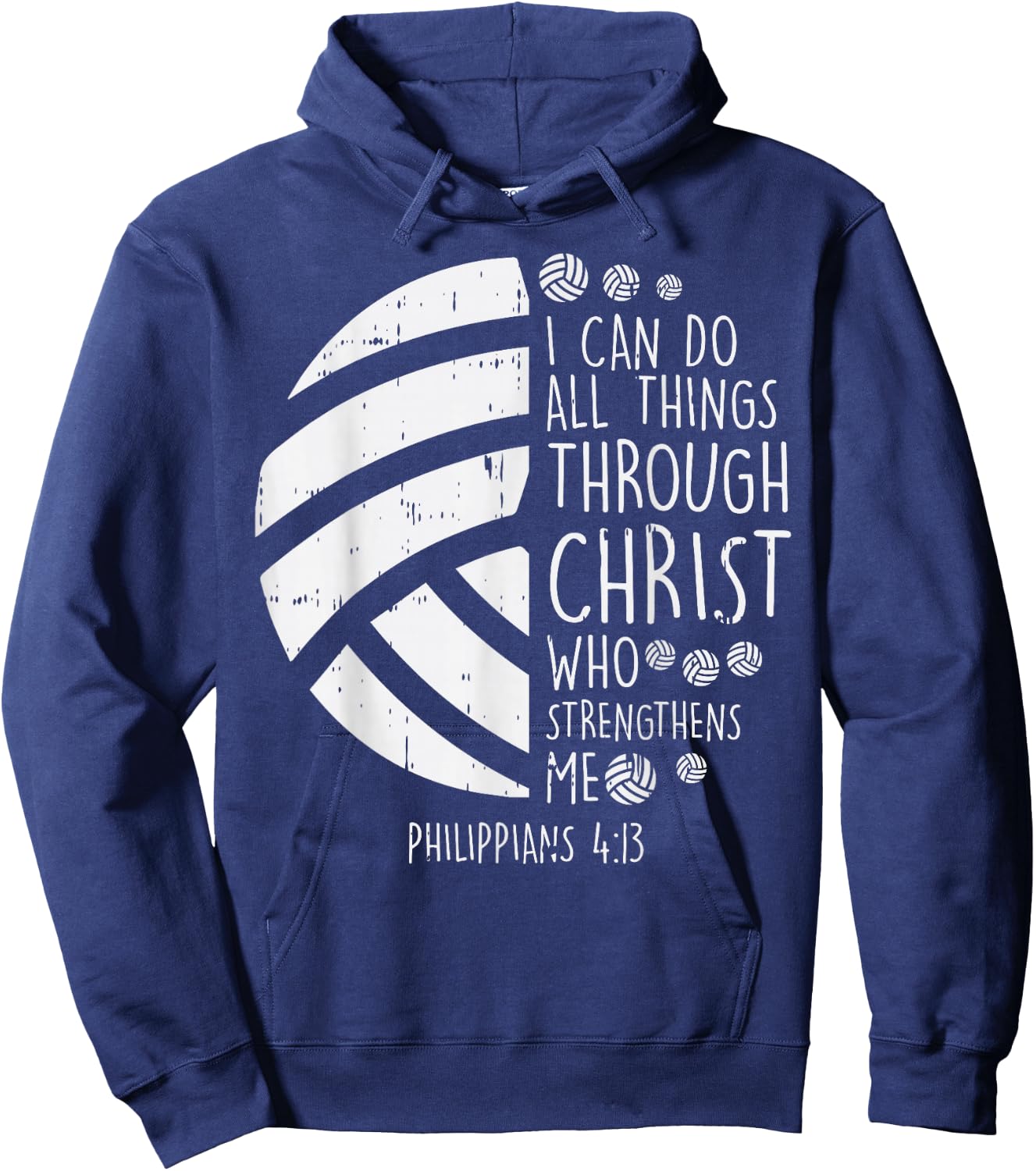 Volleyball i can do things Bible Verse God Jesus Gift Hoodie - Hoodie | Navy