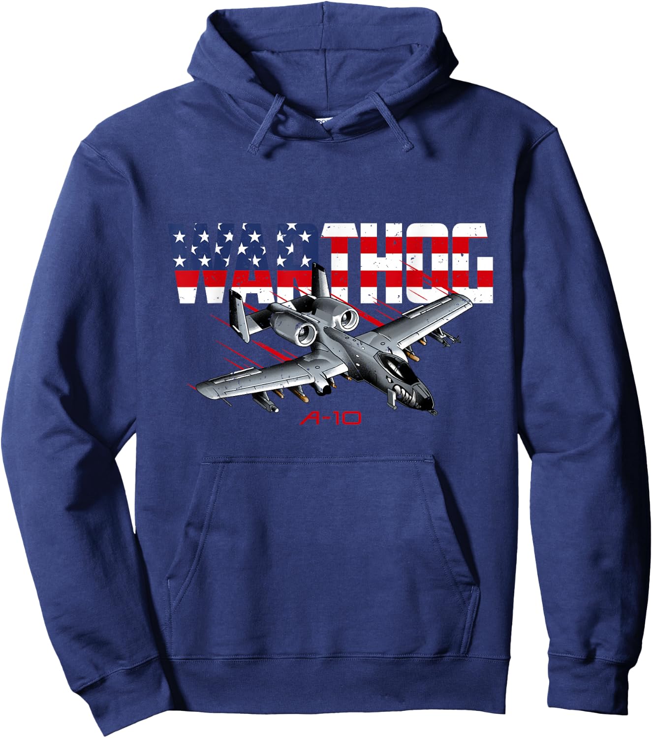 Military Airplane A-10 Warthog American Flag Hoodie - Hoodie | Navy