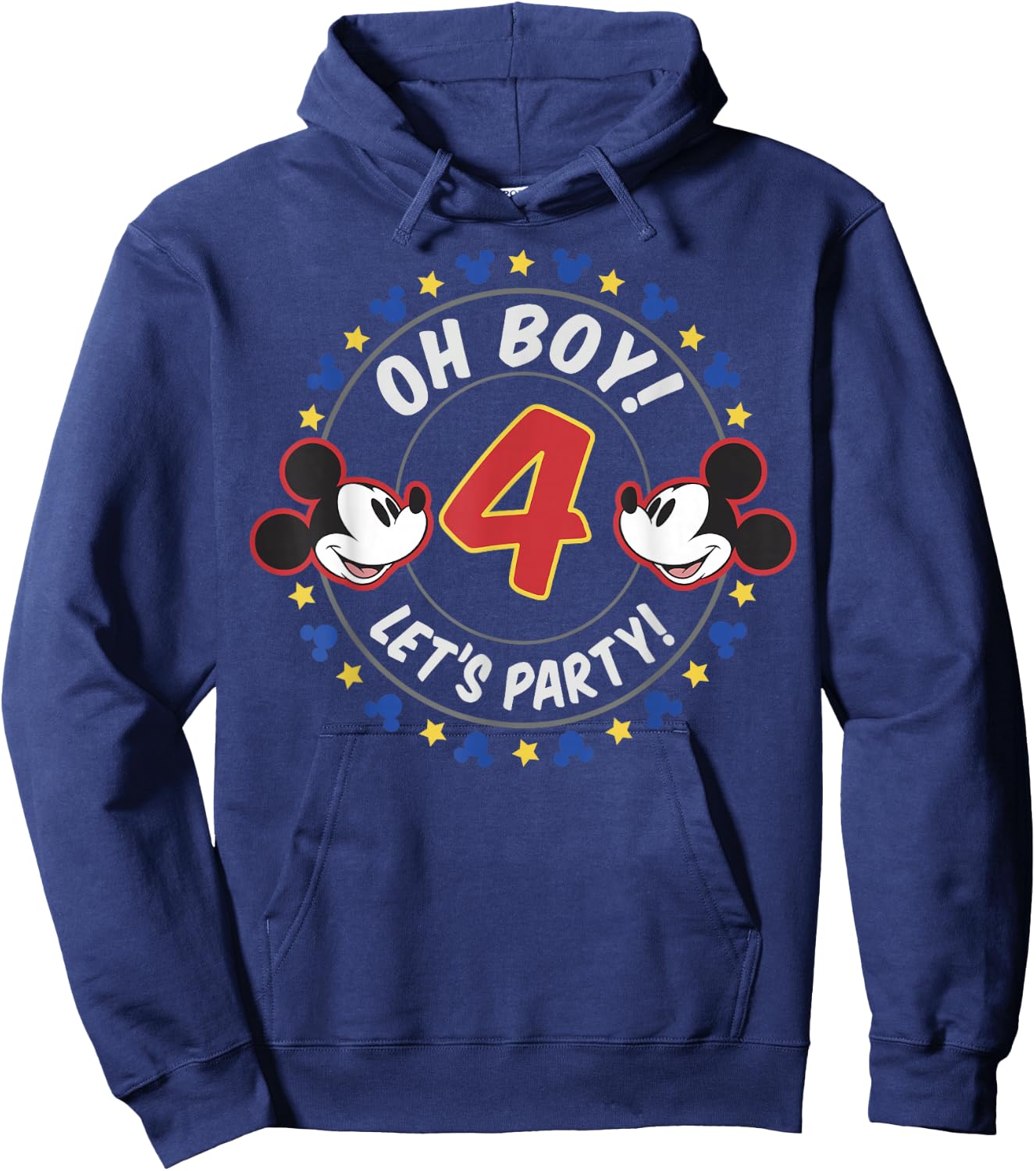 Disney Mickey And Friends Oh Boy Let's Party 4th Birthday Hoodie - Hoodie | Navy