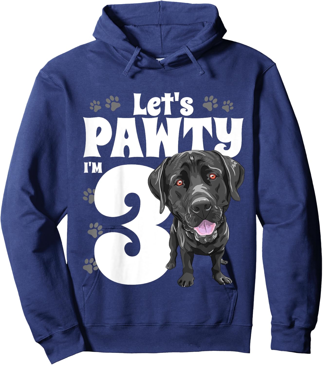 3 Year Old Black Lab Dog Birthday Pawty Labrador 3rd Gift Kids Hoodie - Hoodie | Navy
