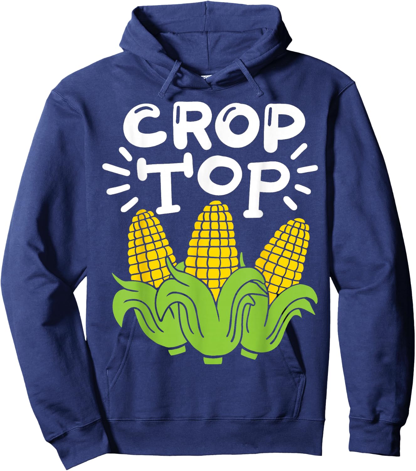 Corn Farm Farmer Co. Women's Black Cartoon Crop Top Hoodie - Hoodie | Navy