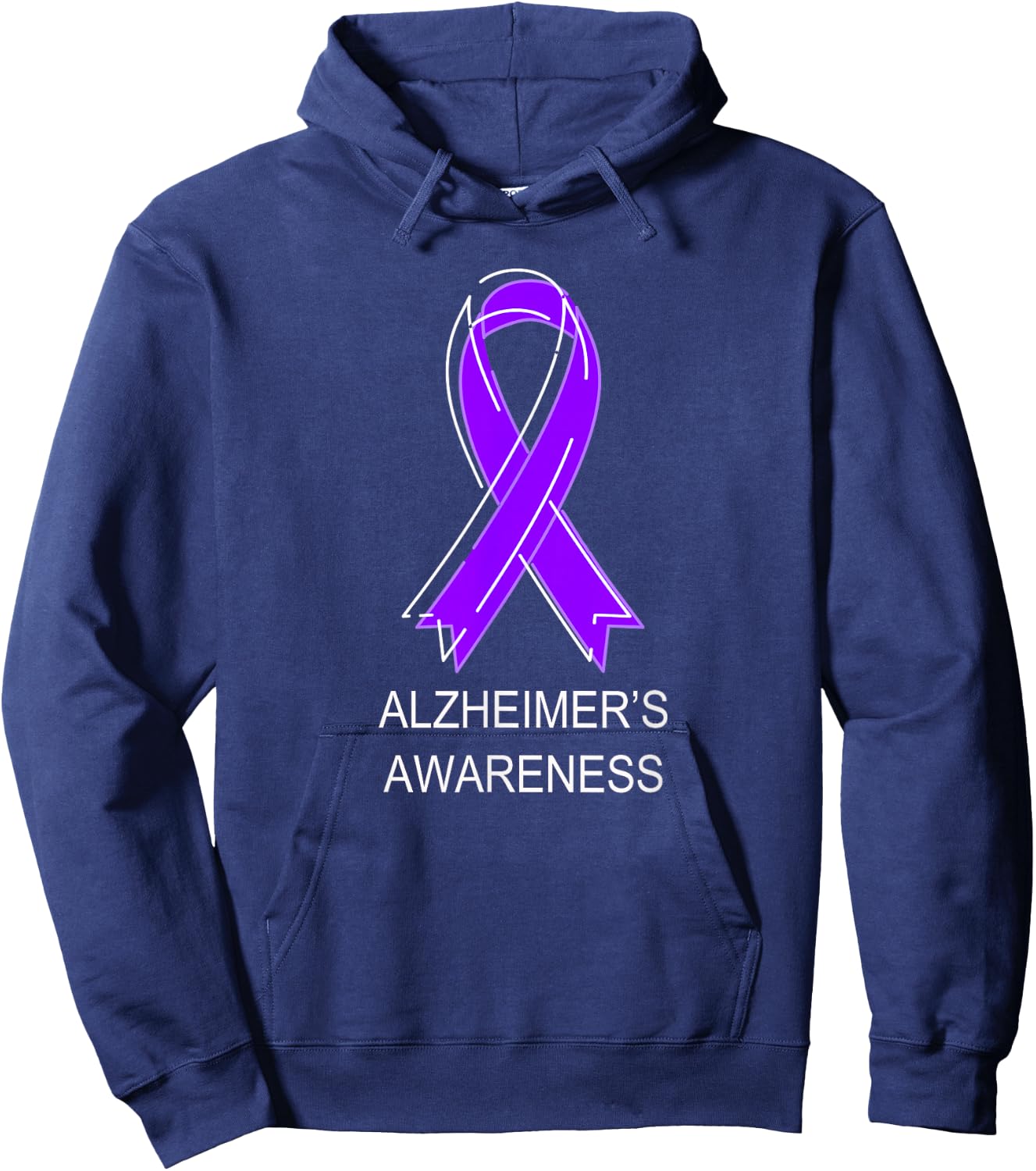 Alzheimer's Awareness Purple Ribbon Hoodie - Hoodie | Navy