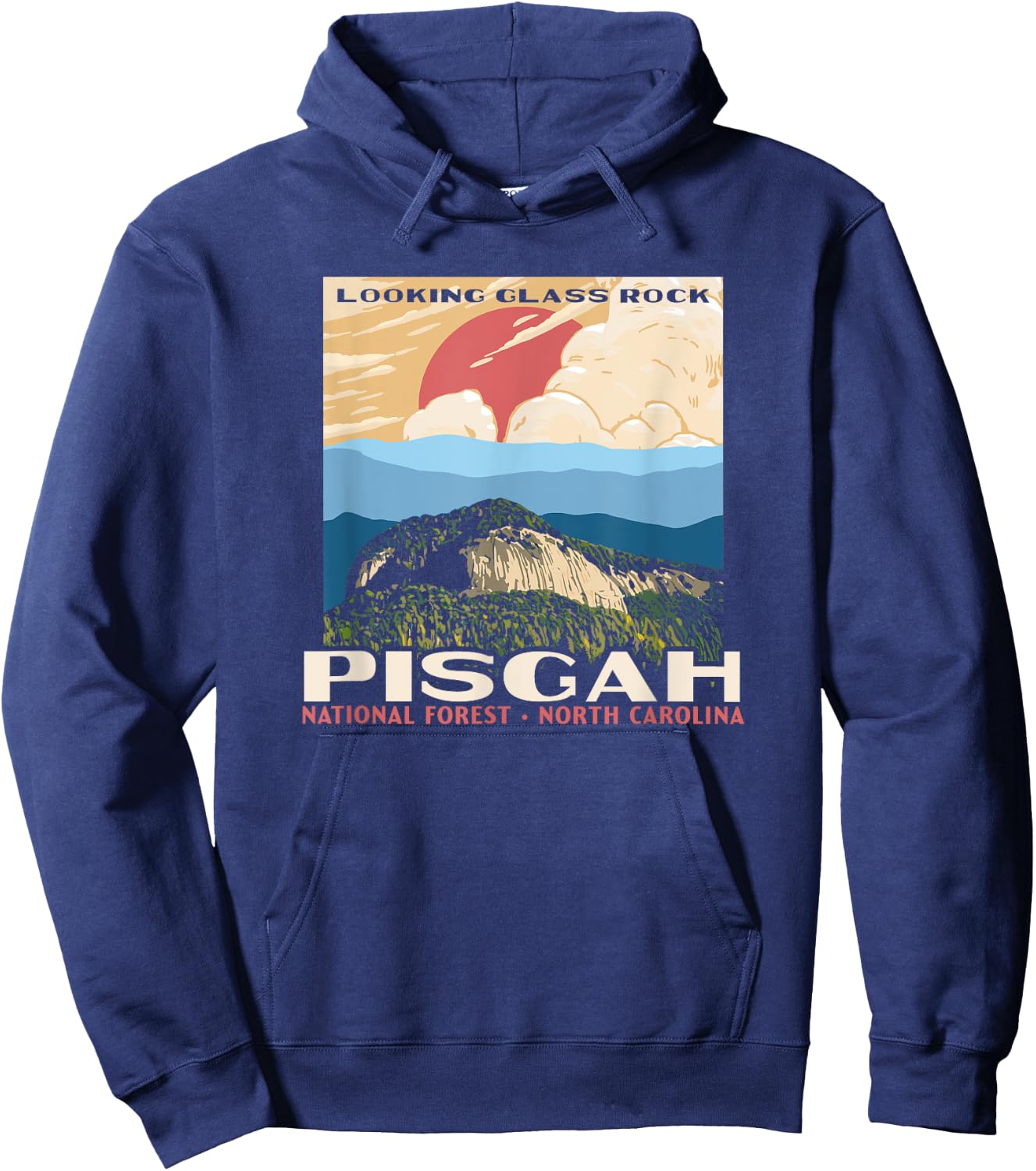 Retro Pisgah National Forest WPA Style Vintage Graphic Hoodie - Hoodie | Navy