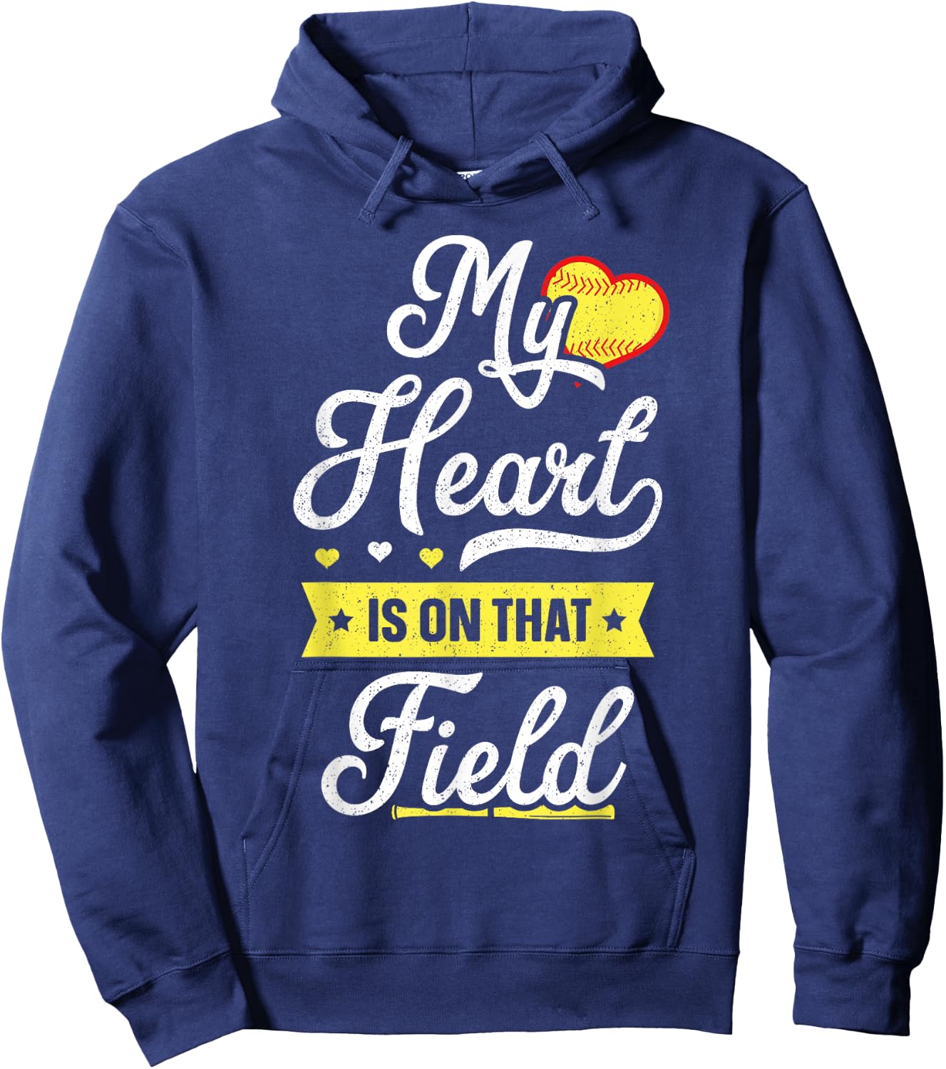 My Heart Is On That Field Shirt Gift Cute Mom Softball Hoodie - Hoodie | Navy