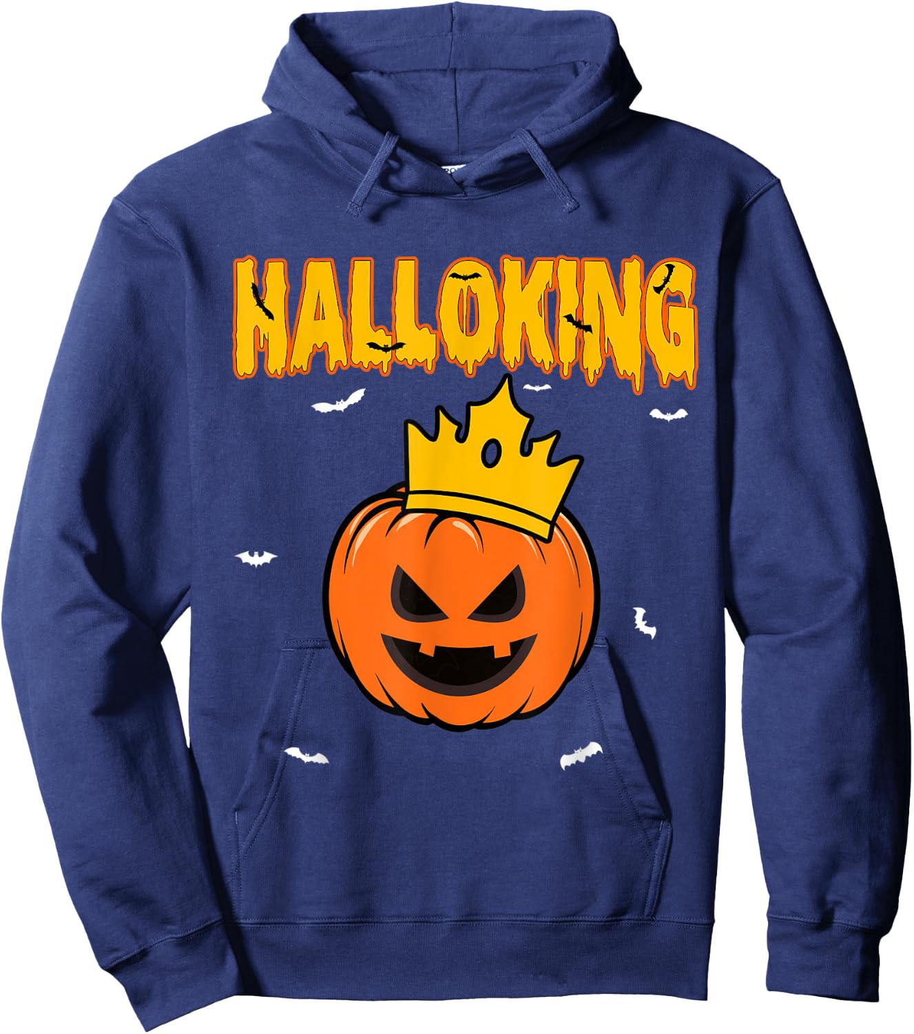 Halloking Halloween King Evil Pumpkin with Vintage Crown Hoodie - Hoodie | Navy