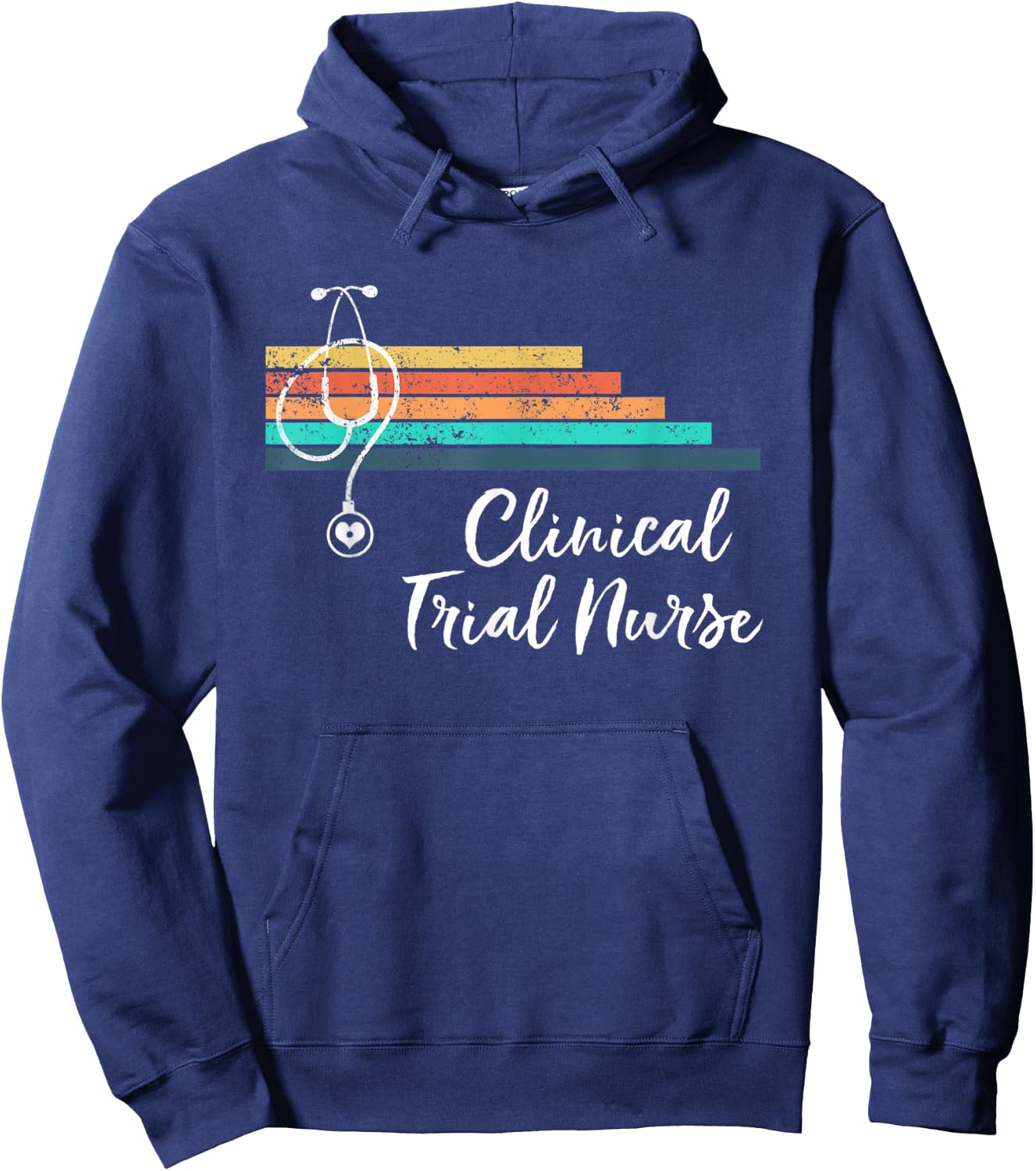 Retro Vintage Medical Stethoscope Clinical Trial Nurse Hoodie - Hoodie | Navy