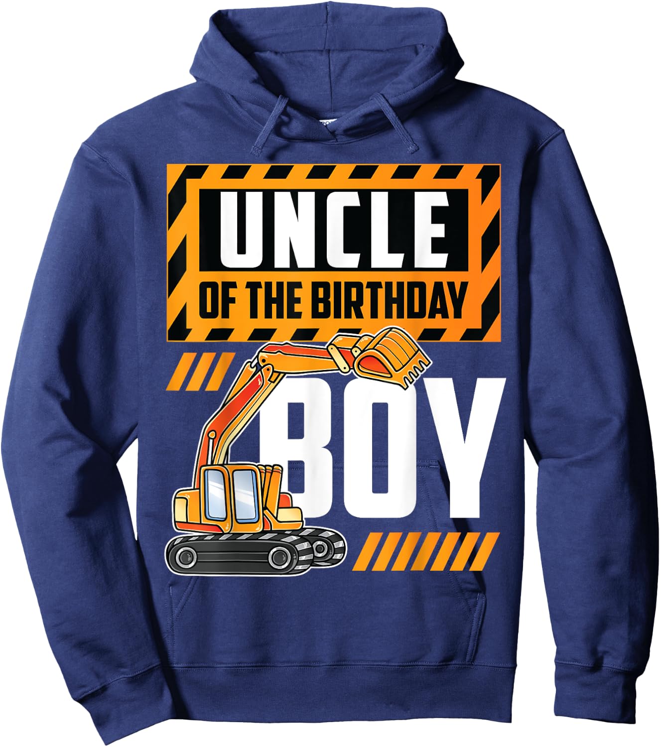 vehicle construction excavator Uncle of the Birthday Boy Hoodie - Hoodie | Navy