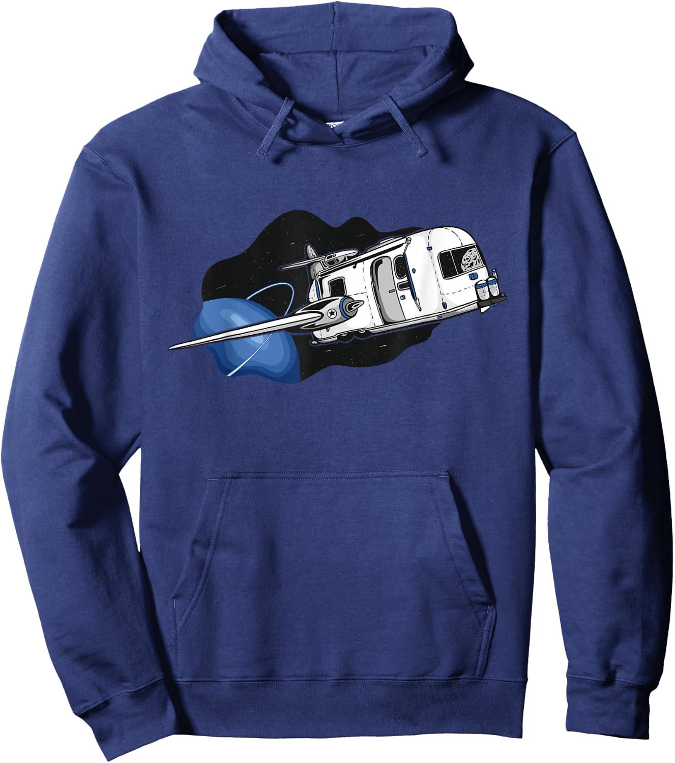 Funny Vintage Airstream Space Moon Camping trailer Hoodie - Hoodie | Navy