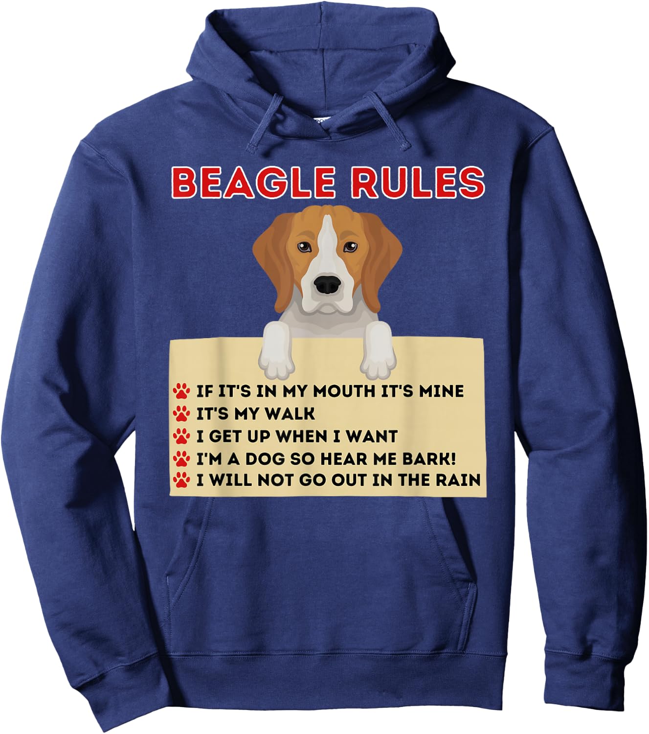 Beagle Rules For Owner - Funny Beagle Dog Lover Pet Owner Men Women Kids Hoodie - Hoodie | Navy
