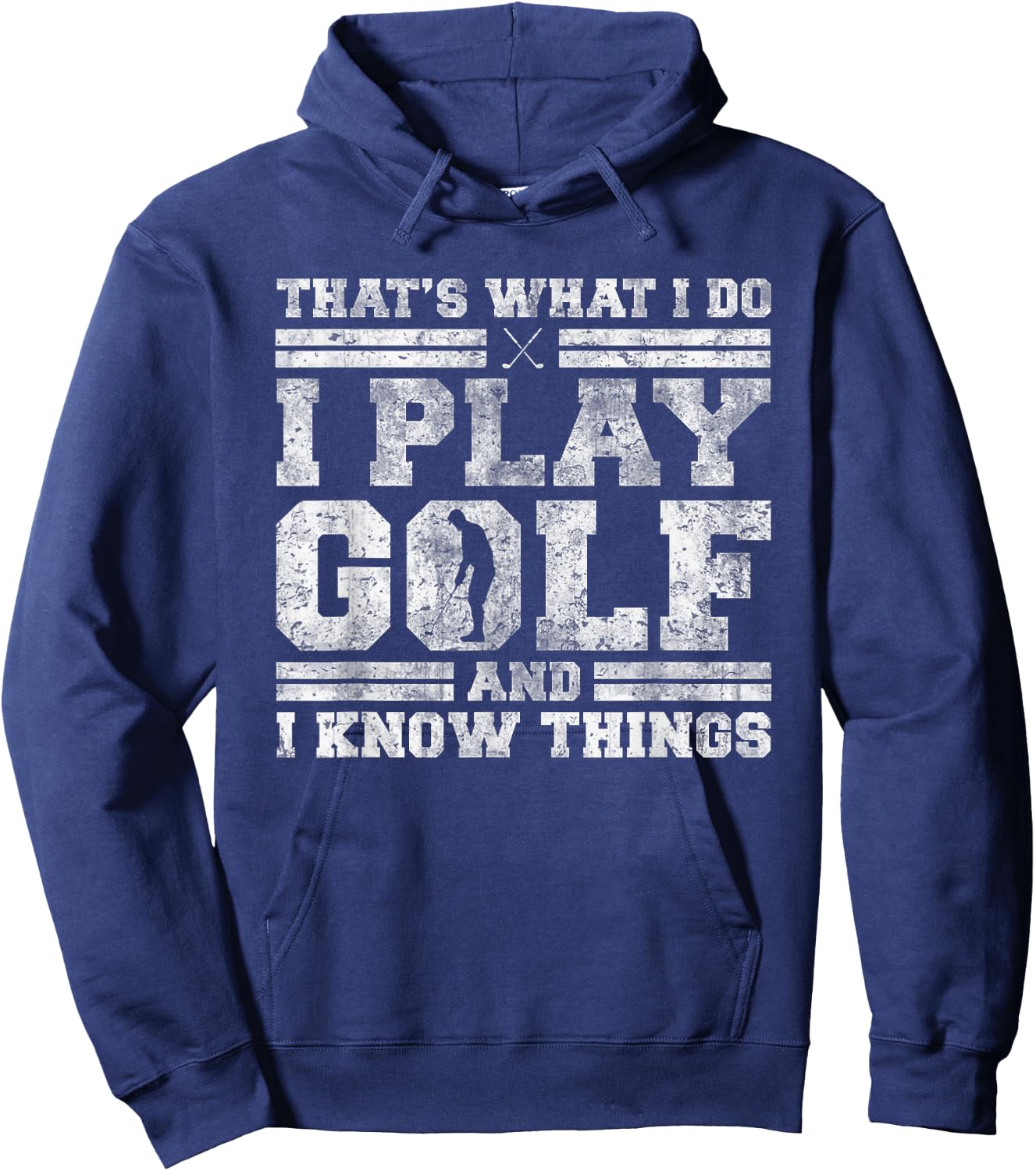 Golfing Co. That's What I Do I Play Golf And I Know Things -Adults Black Short Sleeve Hoodie - Hoodie | Navy