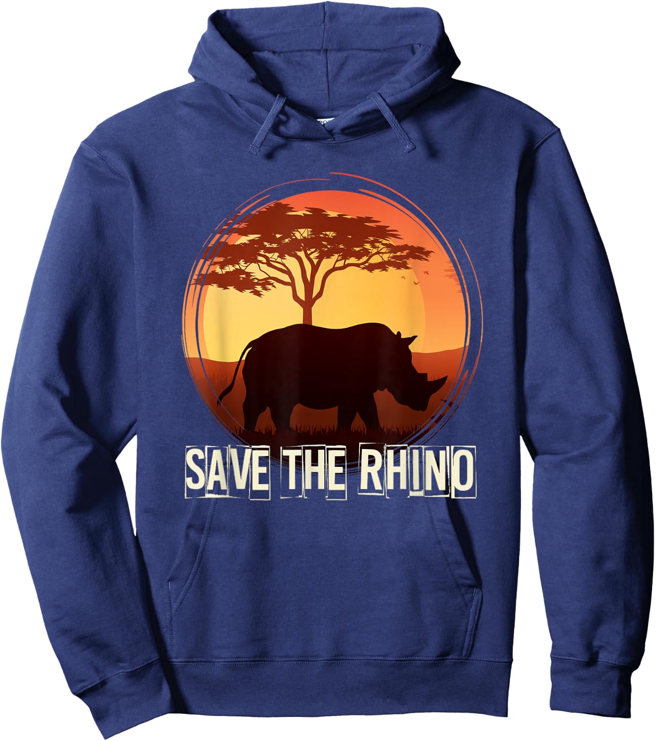 Africa Zoo Keeper Rhinoceros -Adults Black Animal Pattern Small Hoodie - Hoodie | Navy
