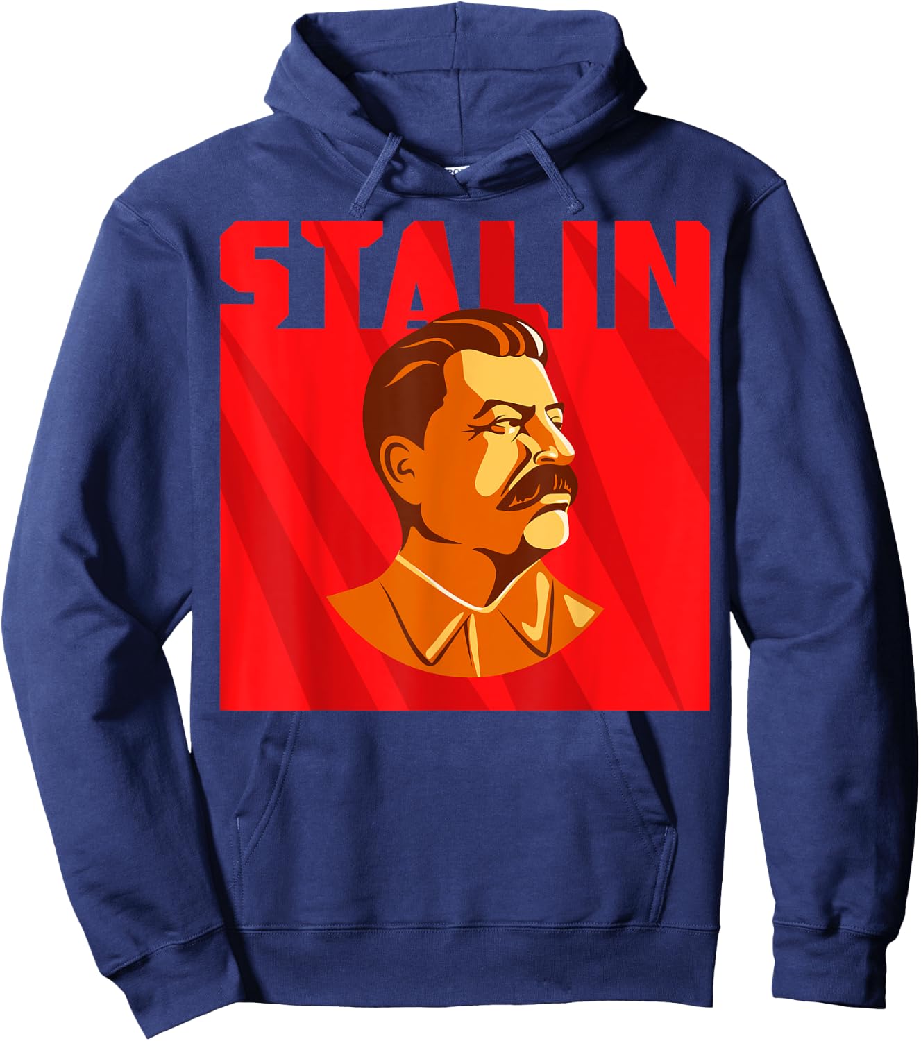 Stalin on red background SOVI8 Vintage Propaganda Hoodie - Hoodie | Navy