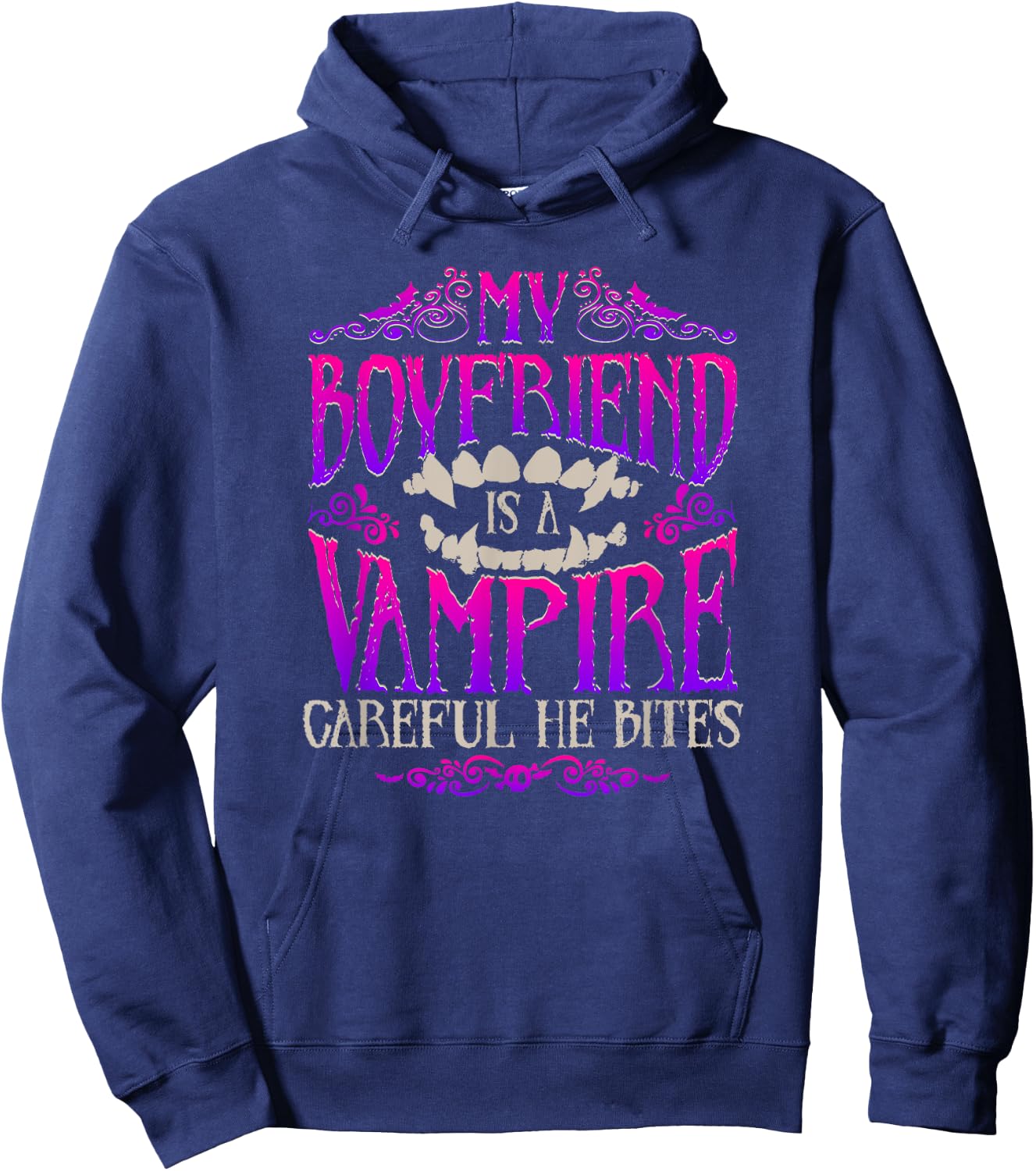 My Boyfriend Is a Vampire - Funny Halloween Design Hoodie - Hoodie | Navy