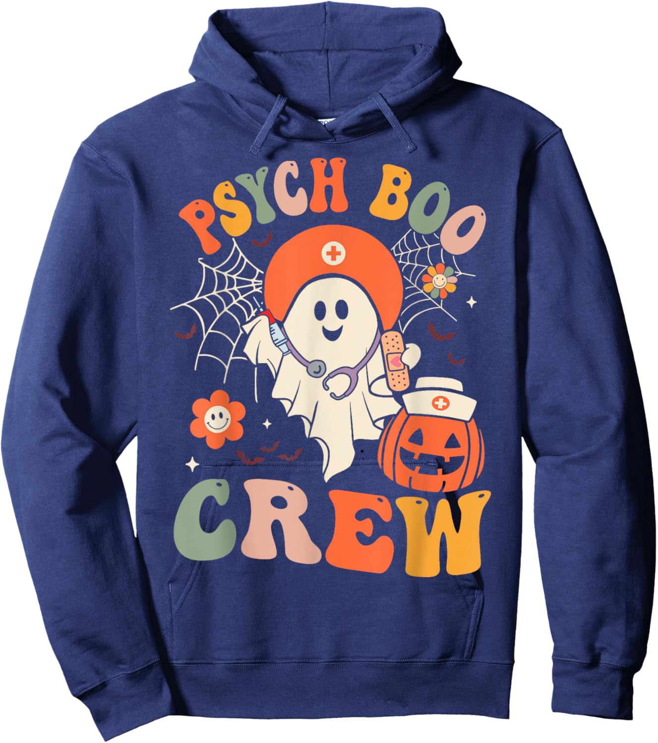 Psych Boo Crew Nurse Funny Halloween Easy Costume Hoodie - Hoodie | Navy