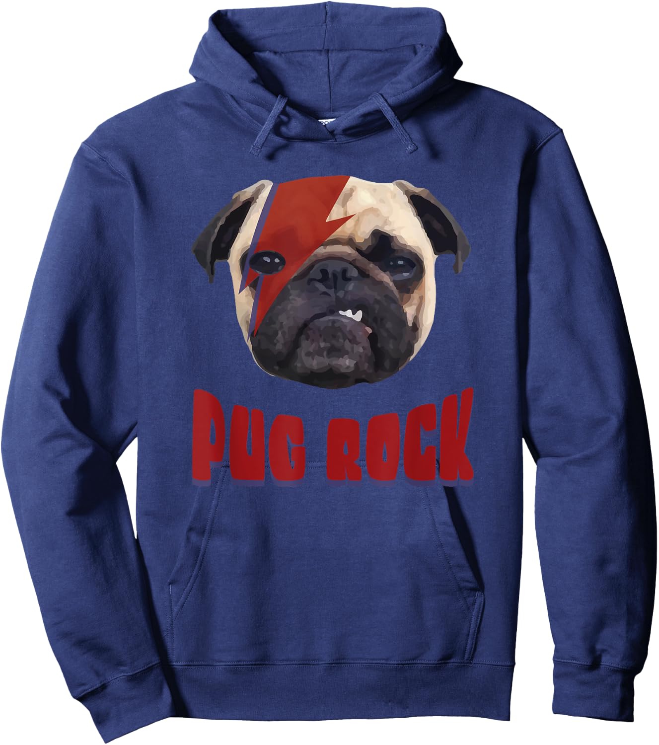 Pug Rock Funny Rockin Glam Dog Pug Face Retro Vintage Women Kids Hoodie - Hoodie | Navy