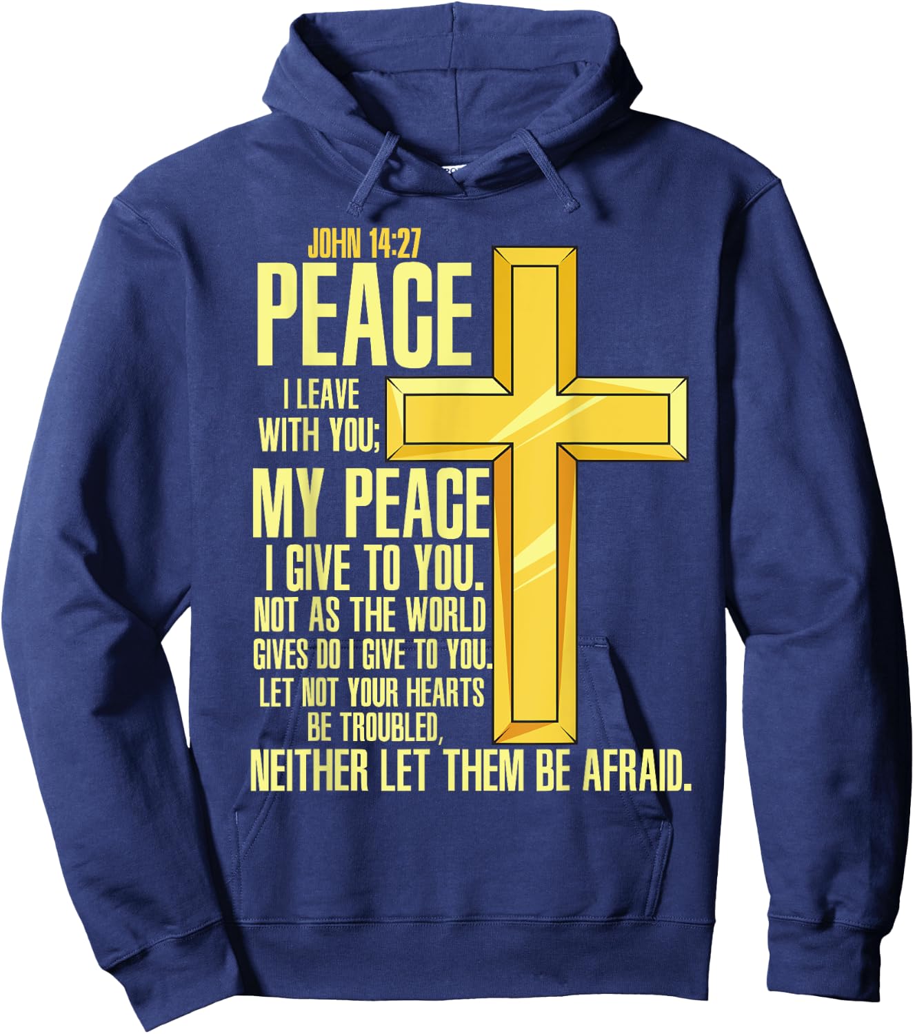 Cross - Bible Verse John 14:27 - Church Hoodie - Hoodie | Navy
