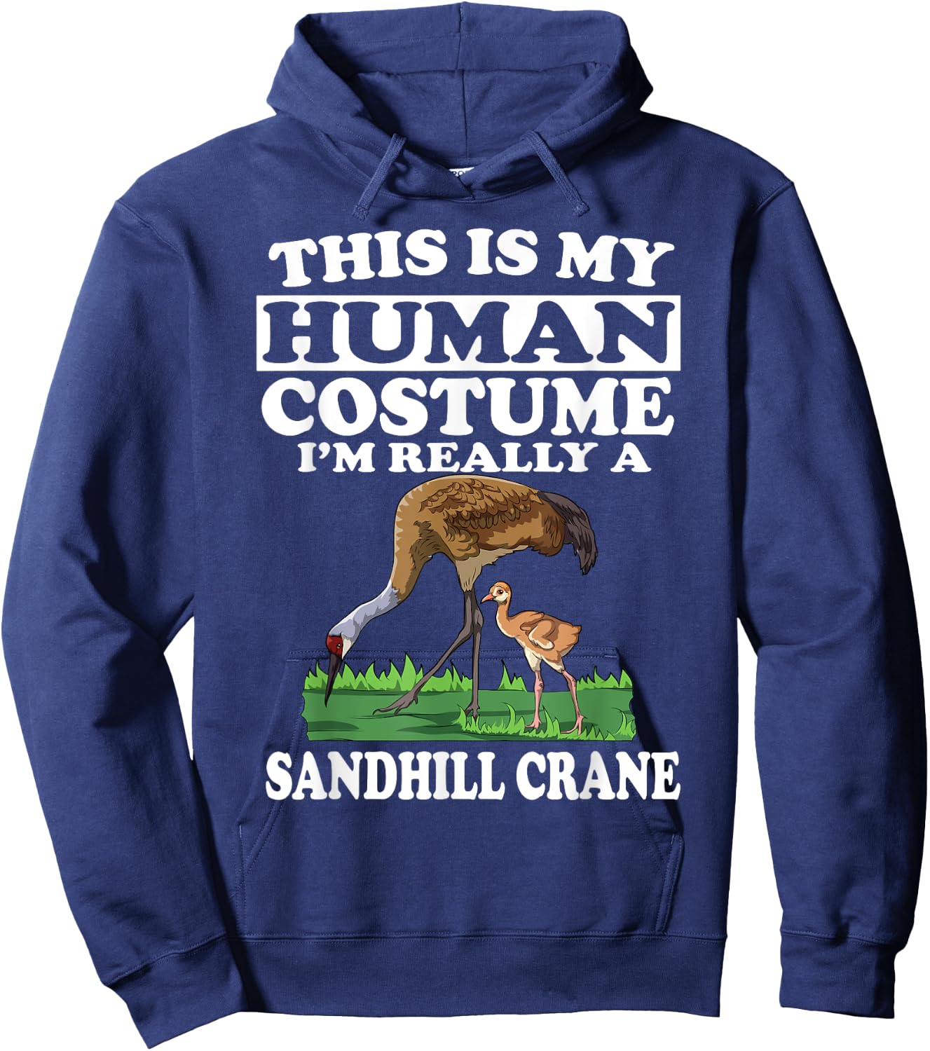 This Is My Human Costume I'm Really A Sandhill Crane Birding Hoodie - Hoodie | Navy