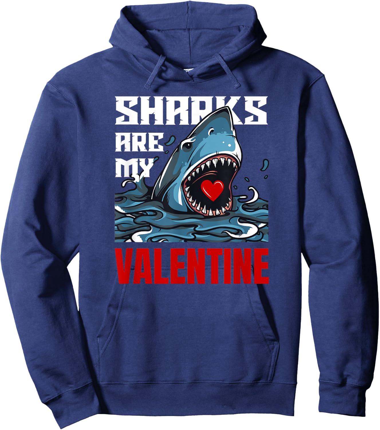 Sharks are my valentine funny vintage shark lovers gift Hoodie - Hoodie | Navy