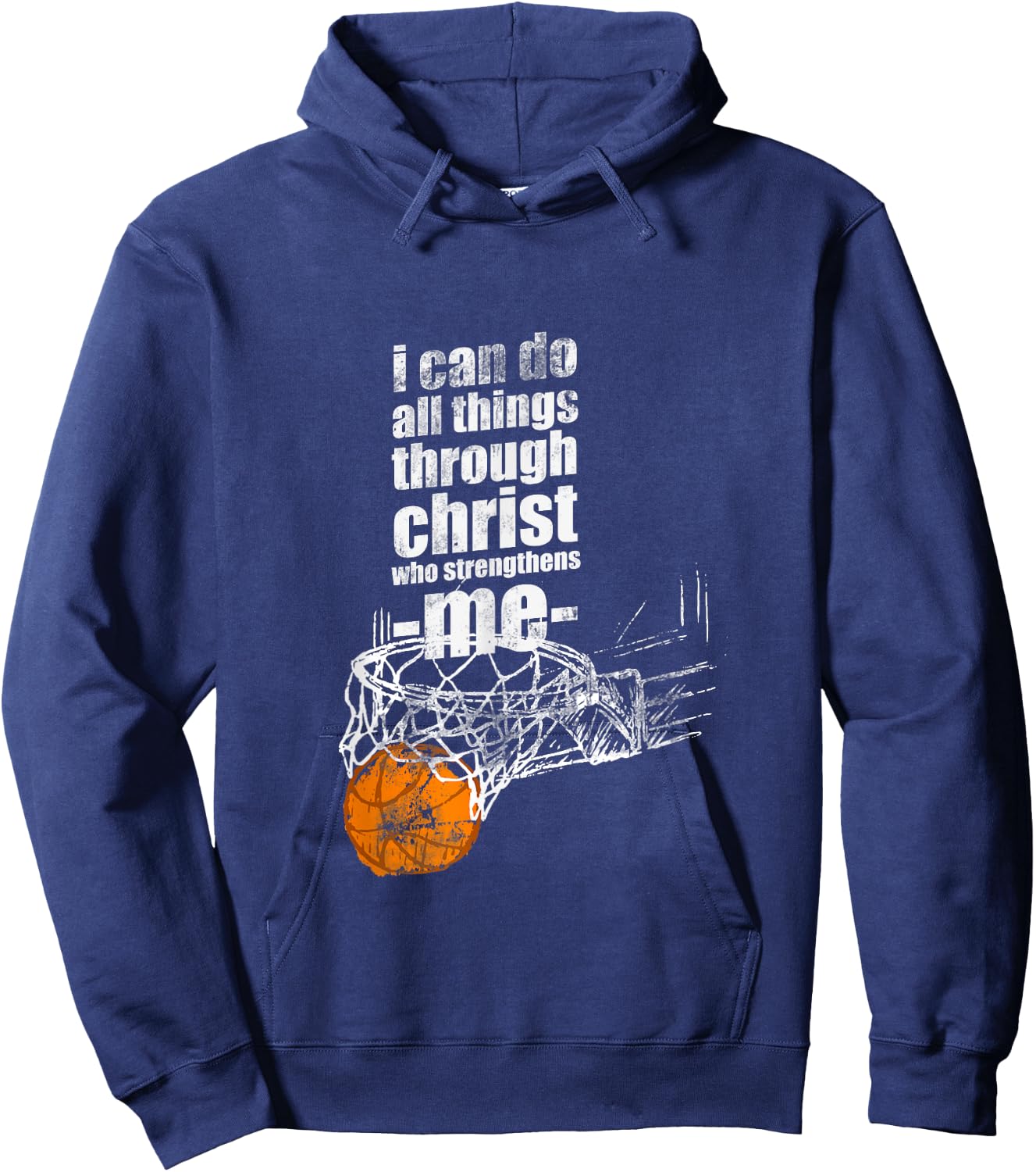 Christian Basketball I Can Do All Things Philippians 4:13 Hoodie - Hoodie | Navy