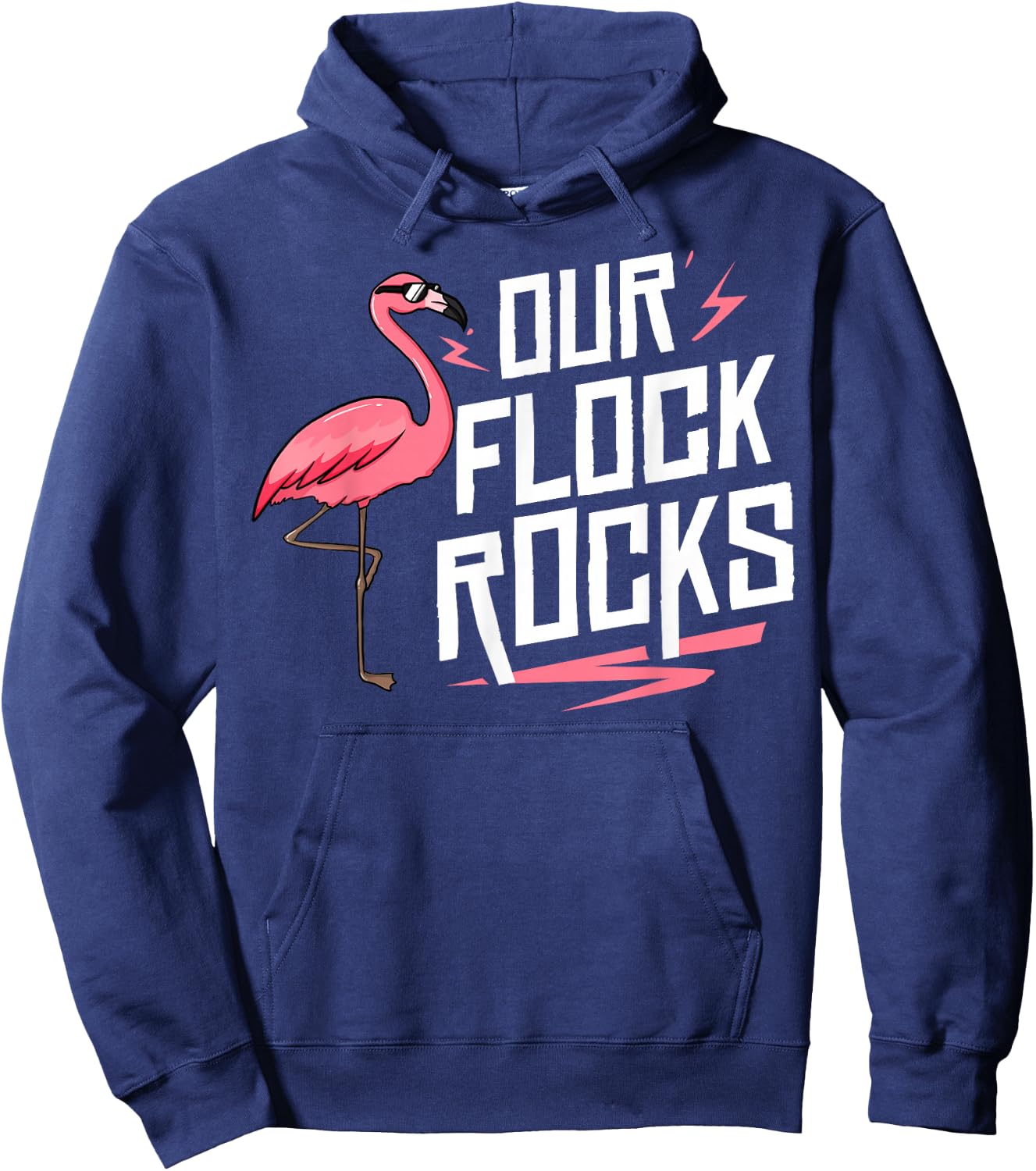 Our Flock Rocks Gift Pink Flamingo Women Men Hoodie - Hoodie | Navy