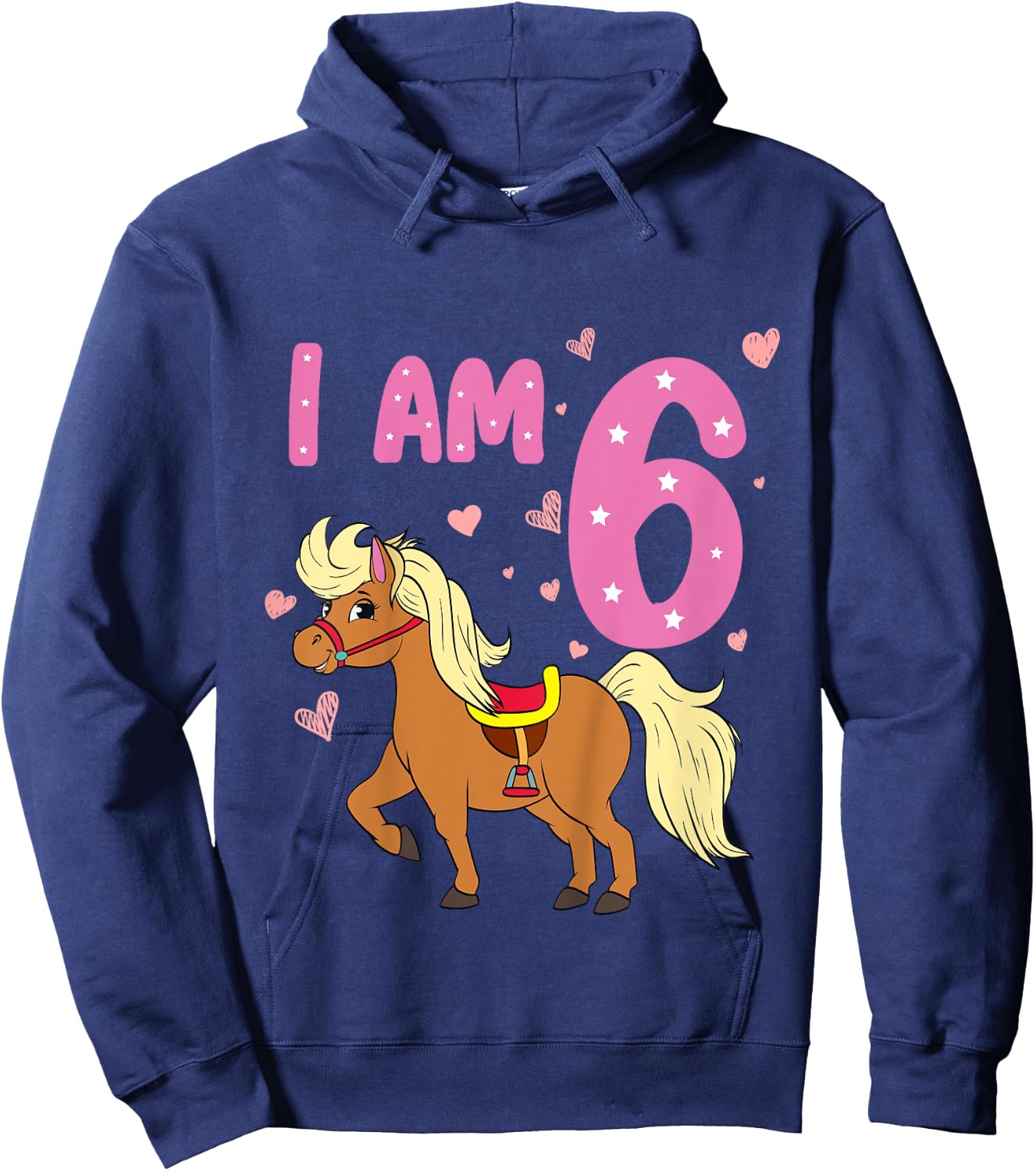 Pony Girl 6th Birthday Horse 6 Years Old Girls Pony Birthday Hoodie - Hoodie | Navy