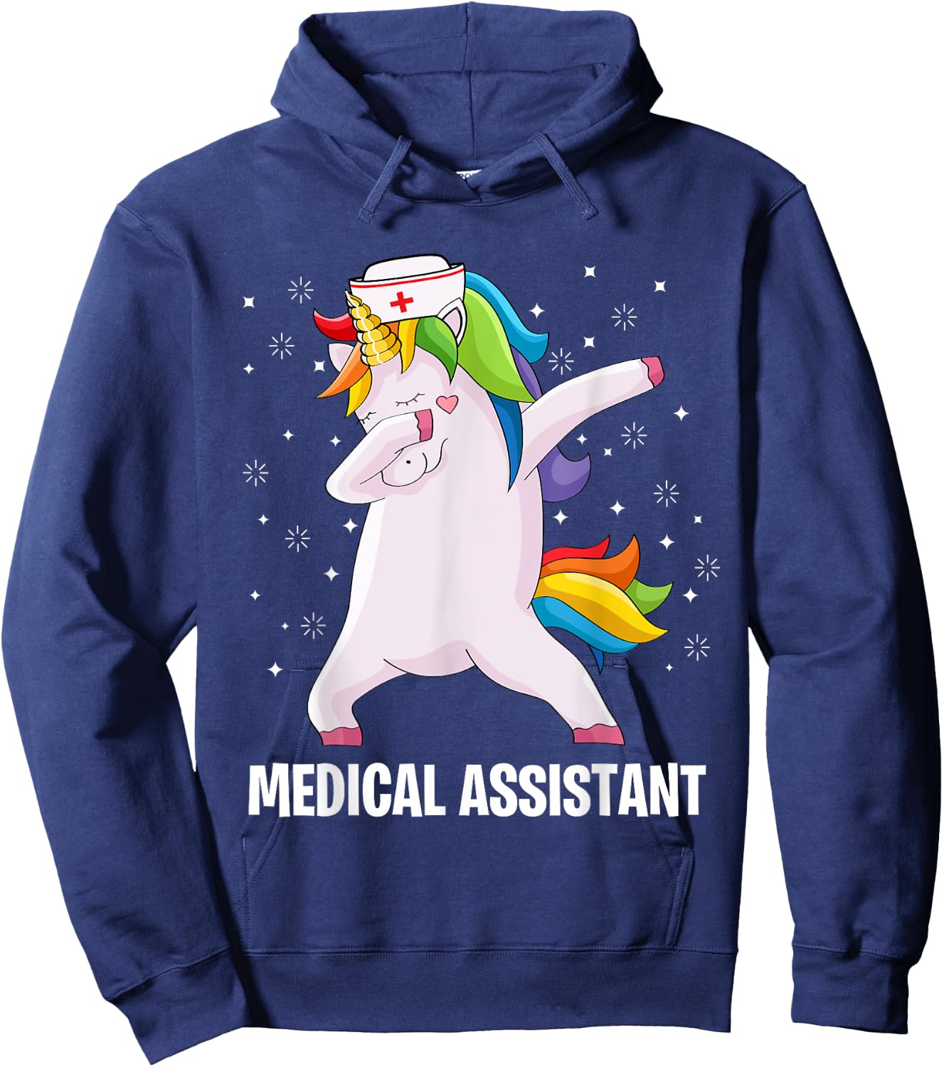 Funny MA Certified Medical Assistant Dabbing Unicorn Hoodie - Hoodie | Navy