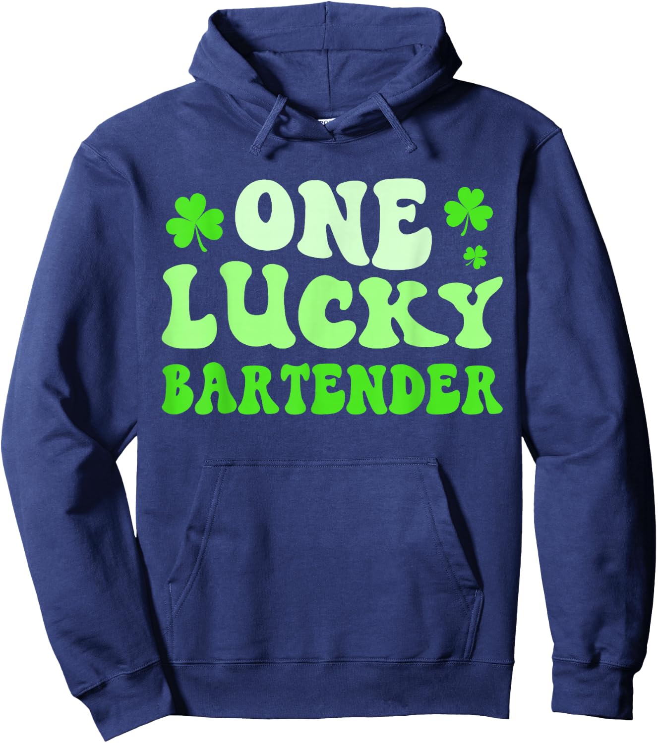 One Lucky Bartender St Patricks Day Shamrock Hoodie - Hoodie | Navy