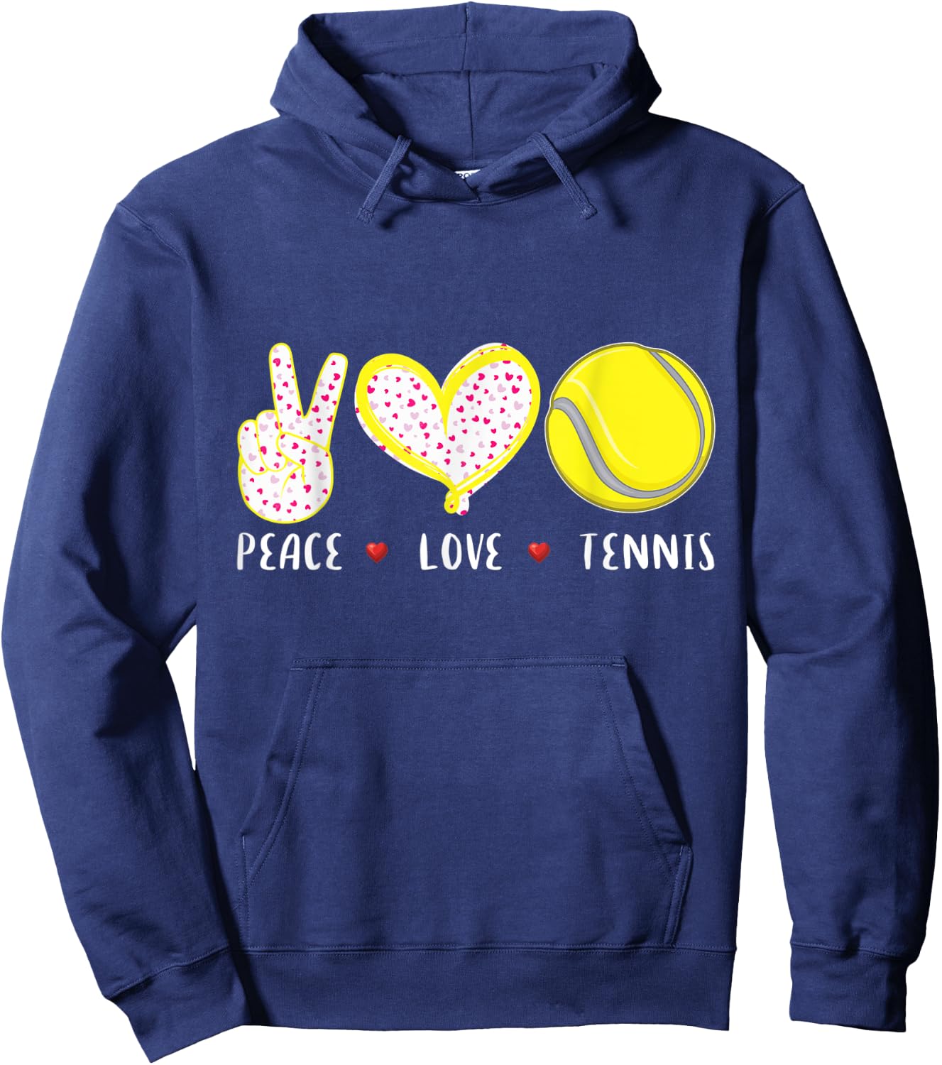 Peace Love Tennis Gifts for Girls Boys Kids Women Men Coach Hoodie - Hoodie | Navy