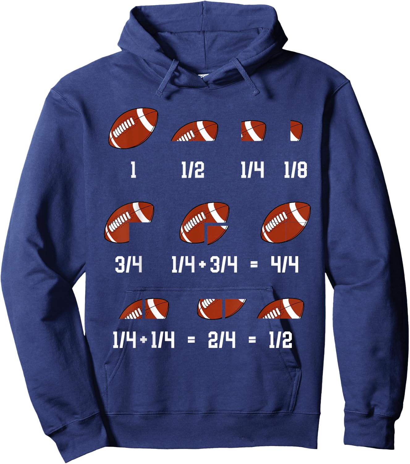 Math Fractions Mathematician Funny Football Math Teacher Hoodie - Hoodie | Navy